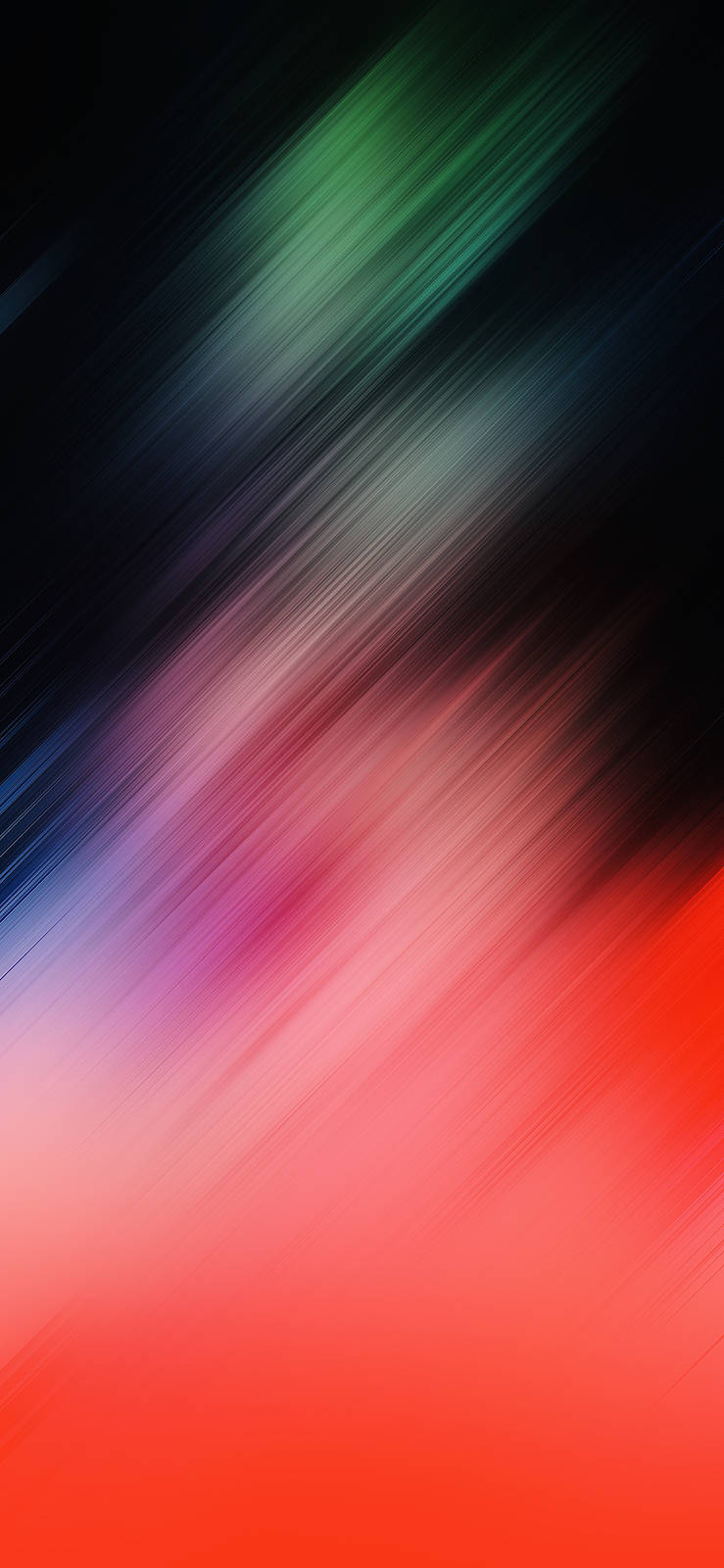 抽象數位藝術作品，在黑色背景上呈現紅色、綠色和藍色的對角線色彩條紋。