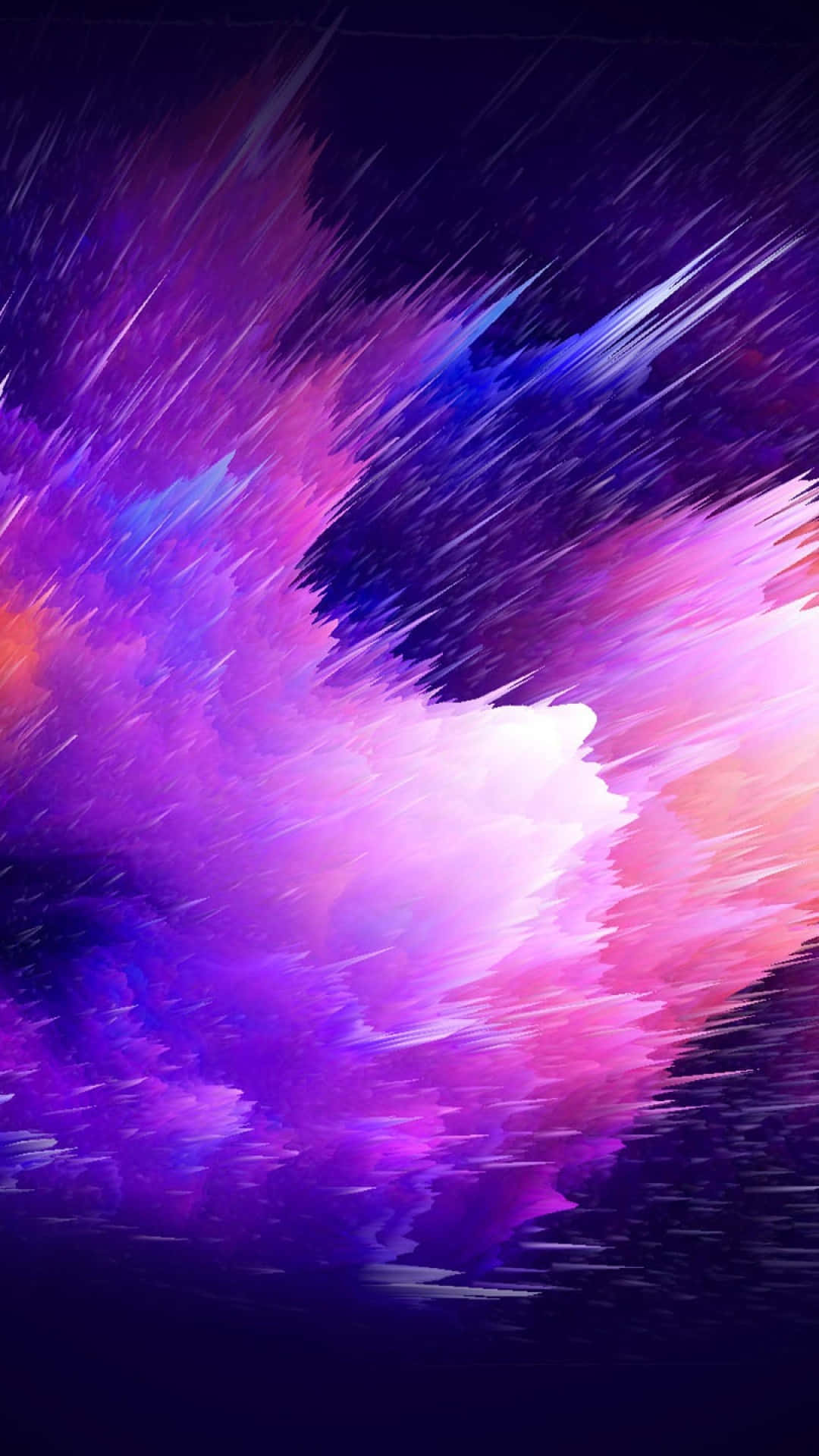 充滿活力的宇宙爆炸，在黑暗背景上有紫色、粉紅色和藍色的條紋。