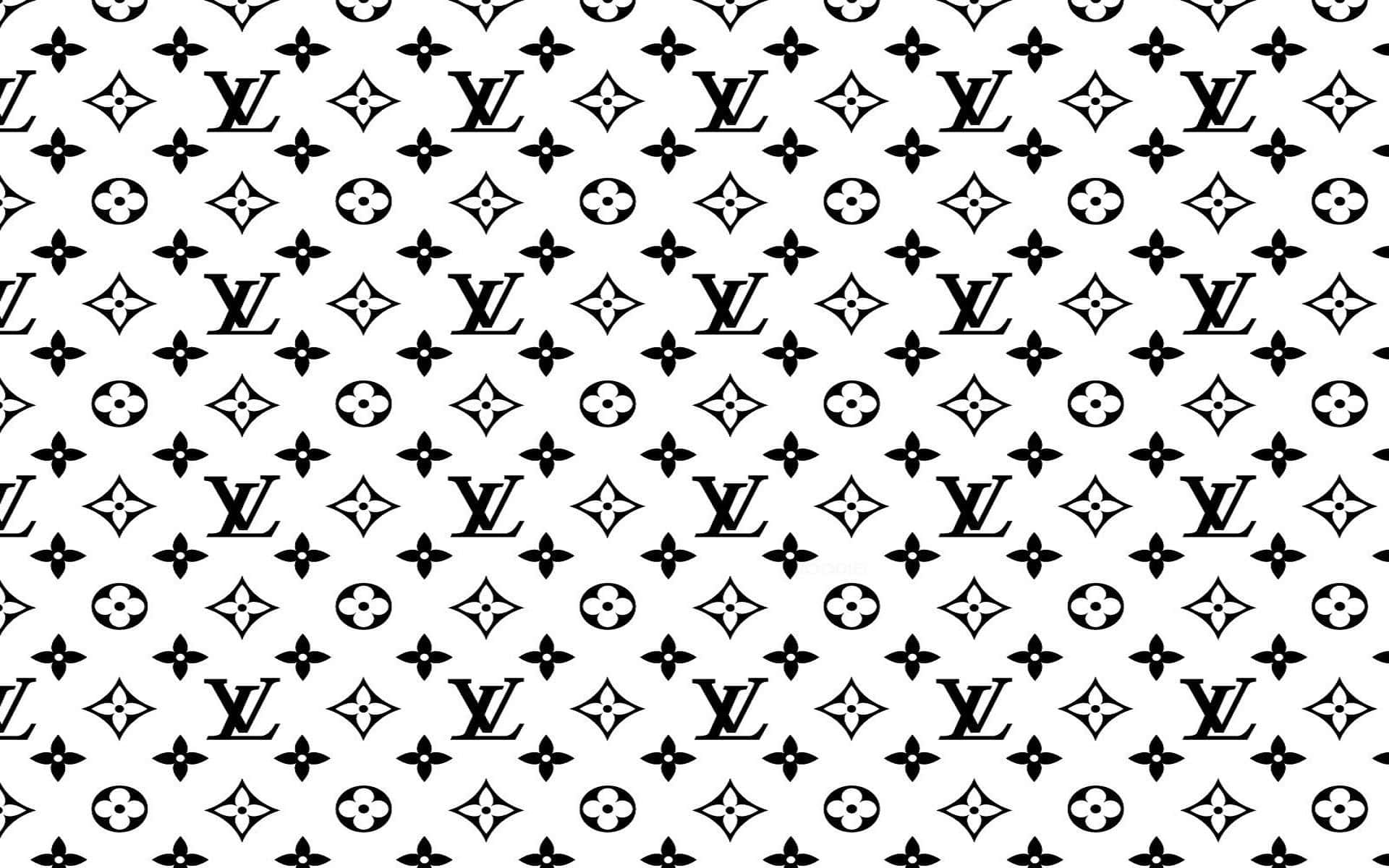 白色背景上的黑色 Louis Vuitton 字母組合和花卉圖案。