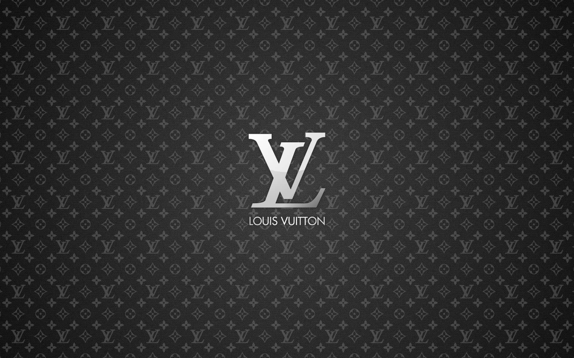 字母圖案背景上的 Louis Vuitton 標誌