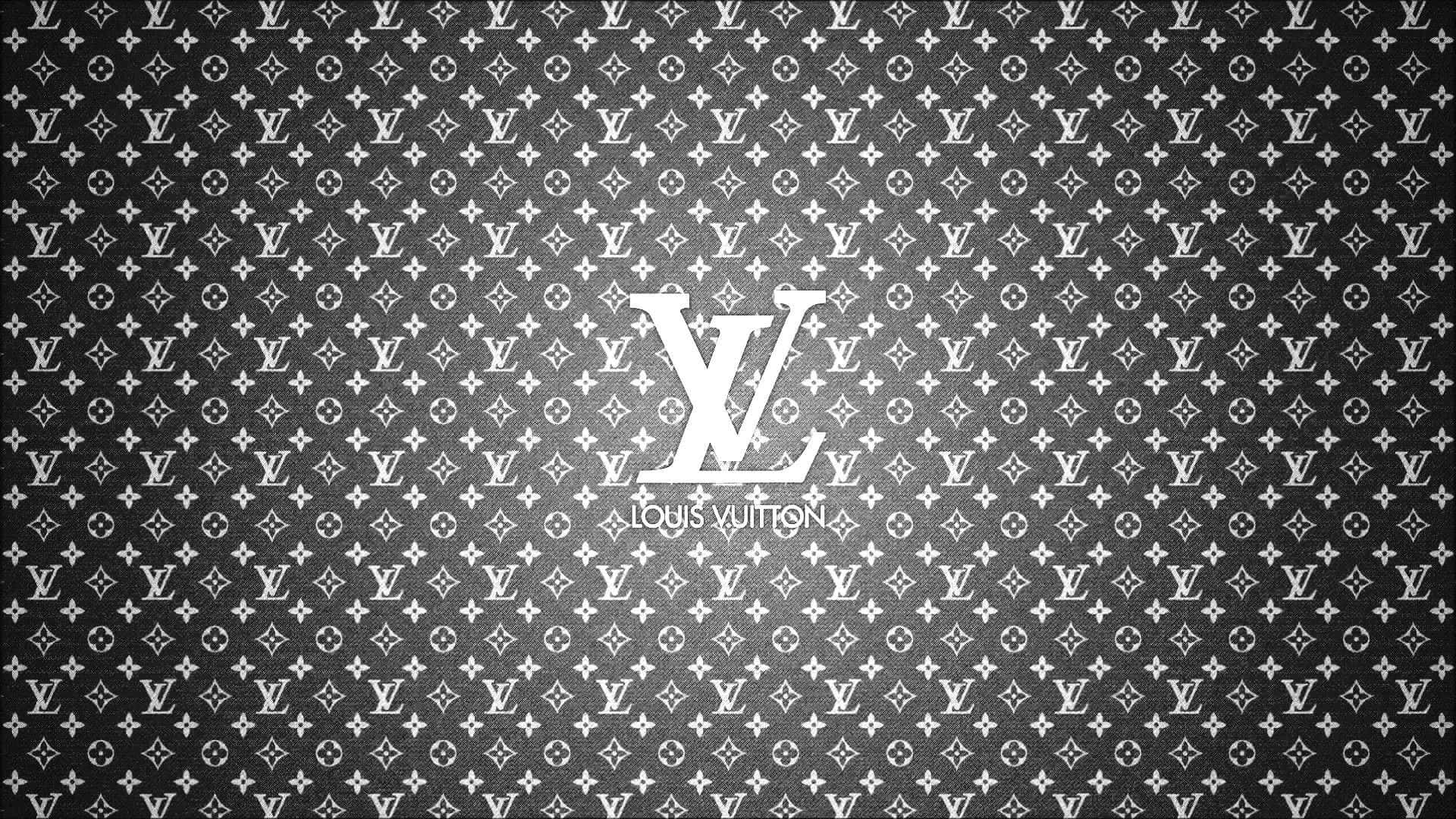 帶有中央標誌的Louis Vuitton字母組合圖案牆紙。