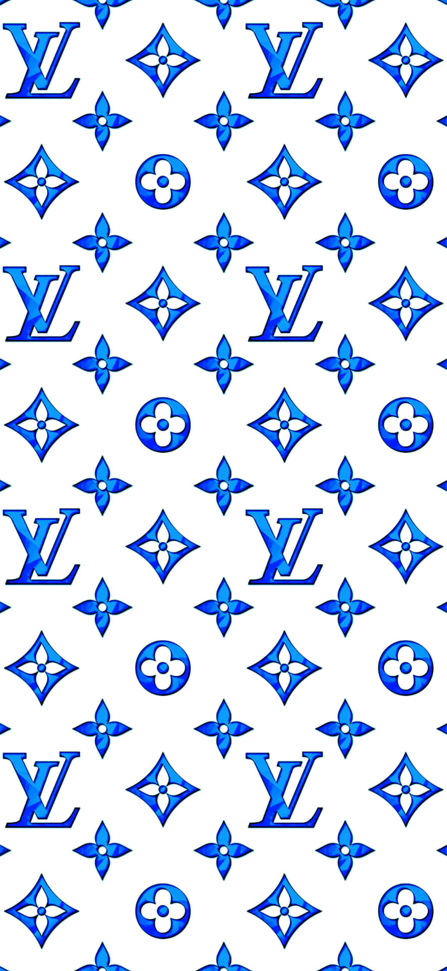 白色背景上的藍色 Louis Vuitton 字母圖案