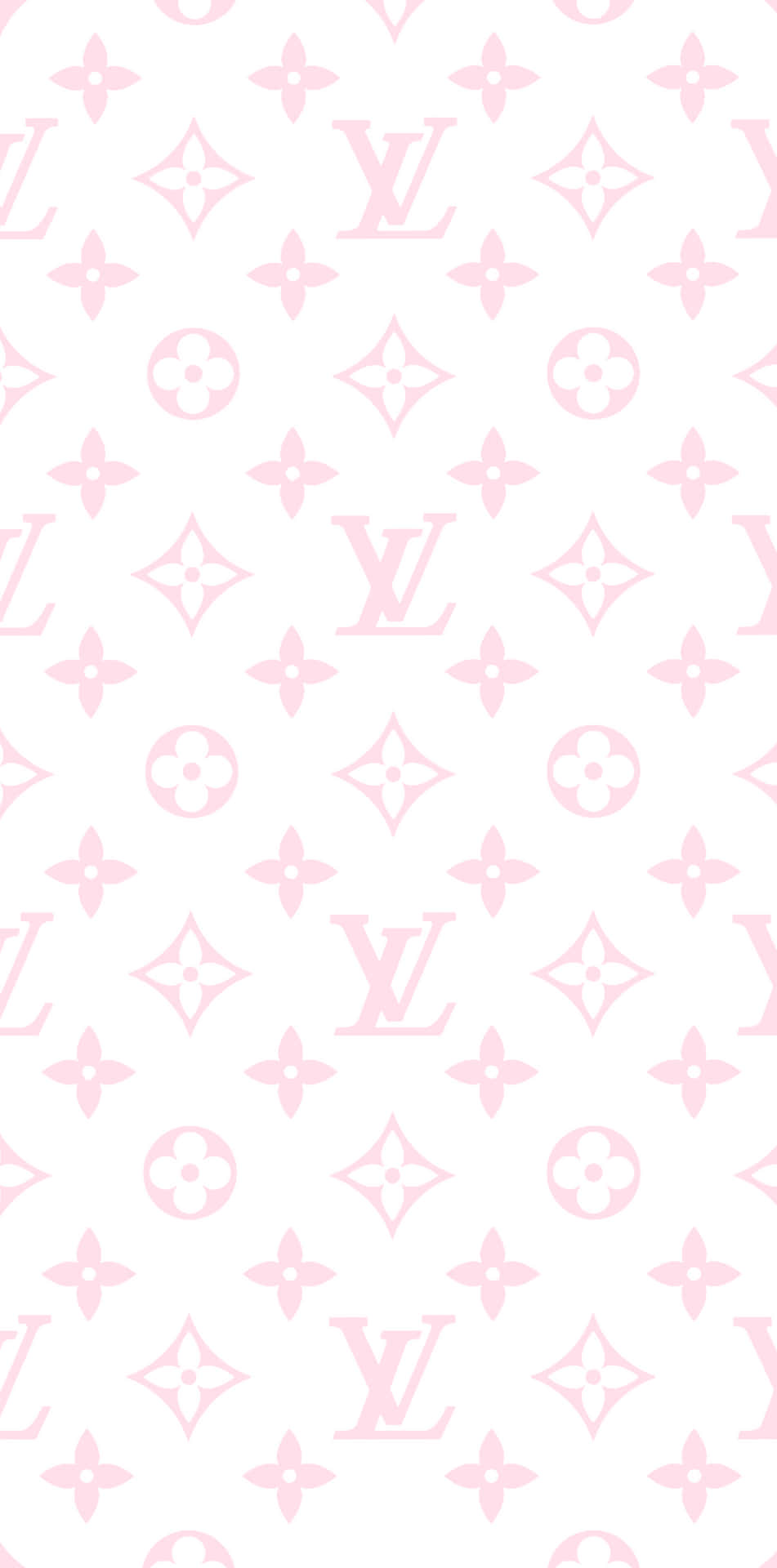 白色背景上的粉紅色 Louis Vuitton 字母組合圖案。