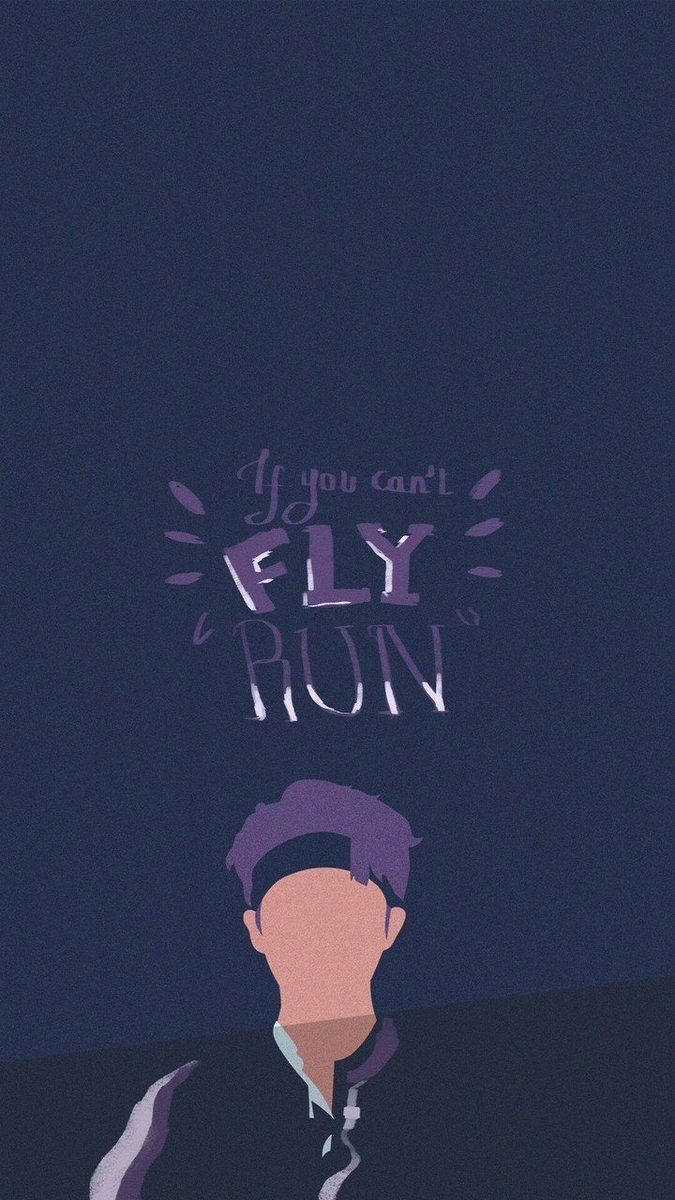激勵語句「If you can't fly run」位於人物剪影上方。