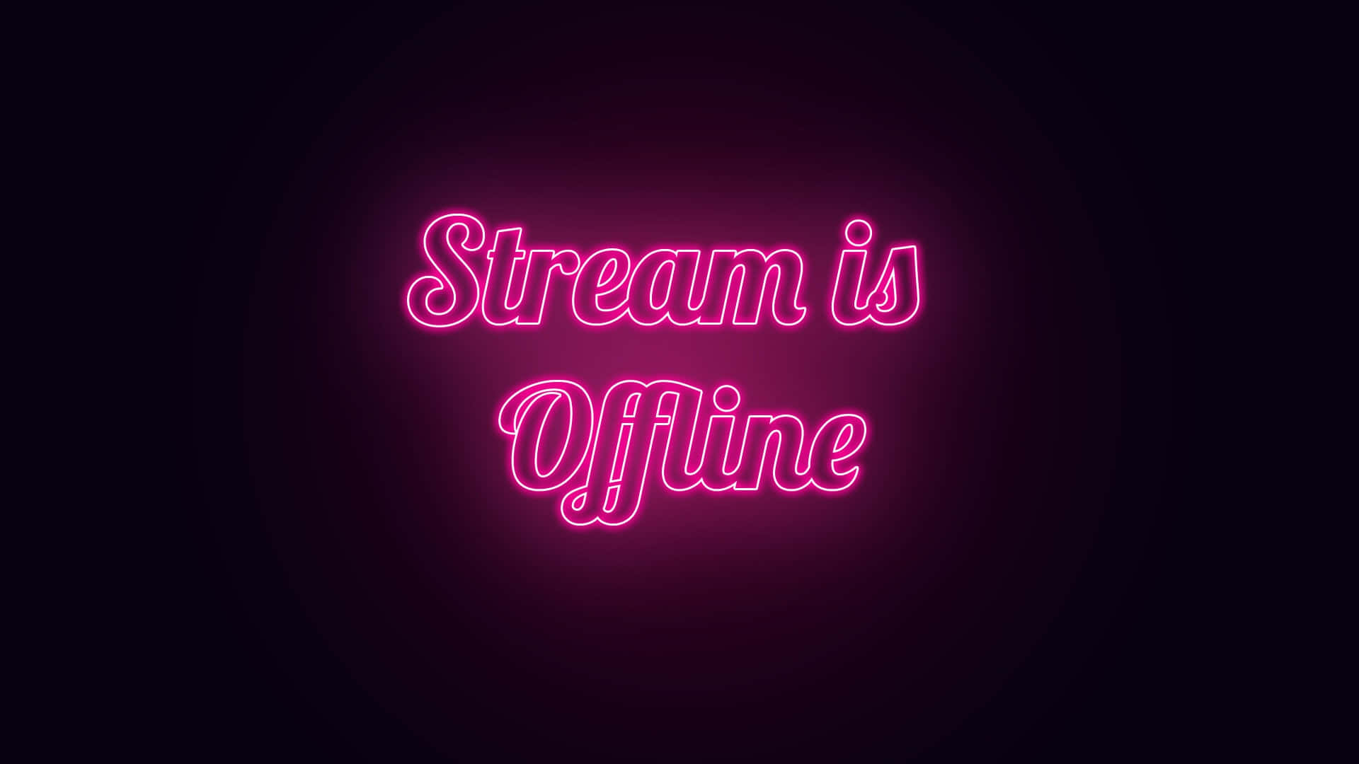 粉紅色霓虹燈牌寫著「Stream is Offline」在深色背景上