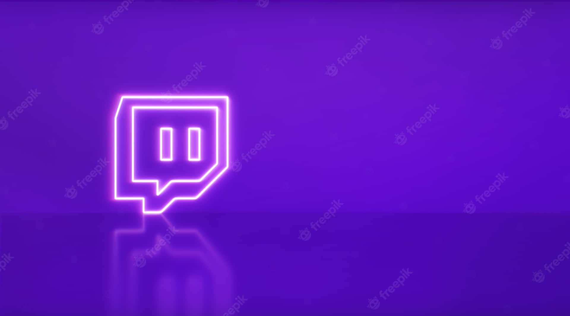 霓虹Twitch標誌圖標在紫色表面上反射