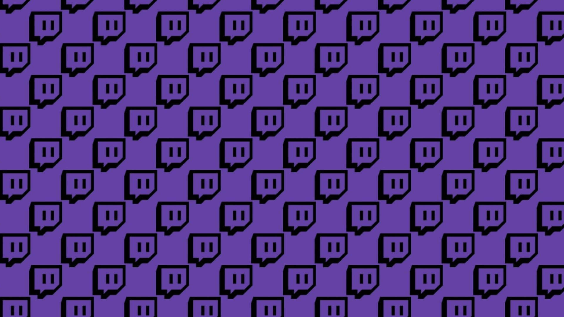 帶有重複黑色 Twitch 標誌對話氣泡的紫色壁紙。