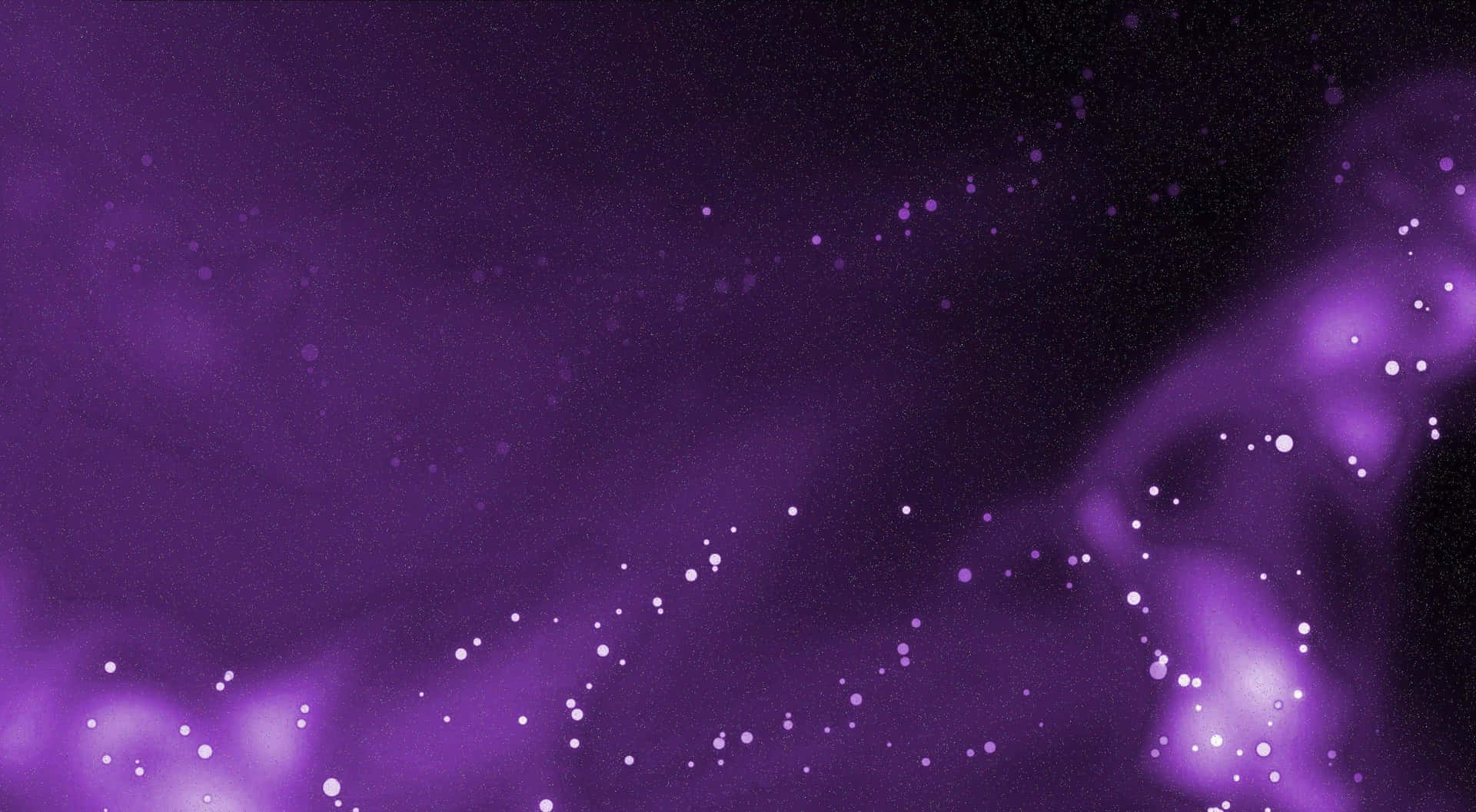 紫色宇宙星雲，發光粒子在黑暗太空中飄移。