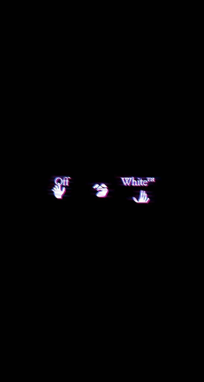 黑色背景上的霓虹 Off White 標誌與手形圖示