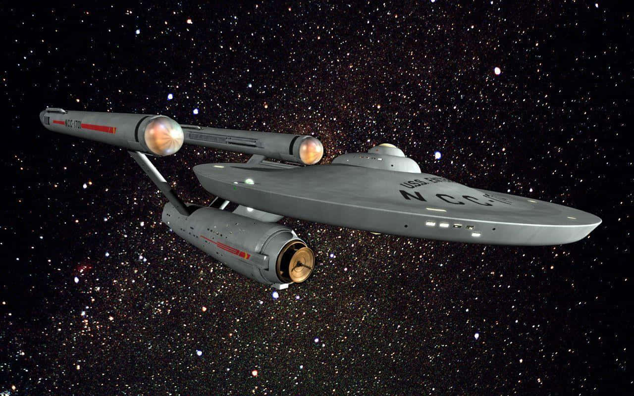 灰色星艦配備發光引擎飛越星場