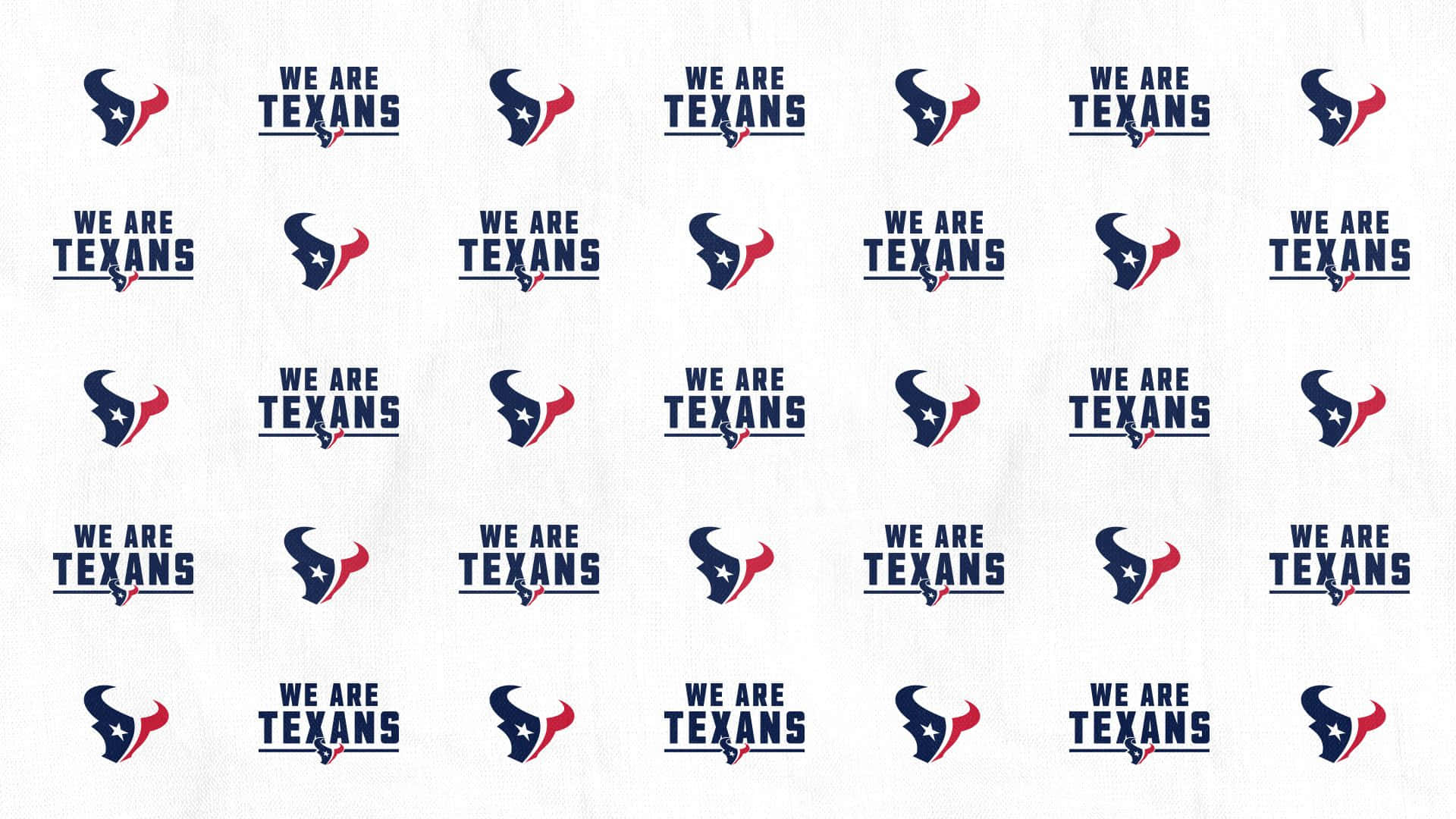 休士頓 Texans 官方隊標 壁紙 — 在帶有紋理的白色背景上重複的侯斯頓德州人隊標誌圖案，採用大膽的海軍藍、紅色和白色。