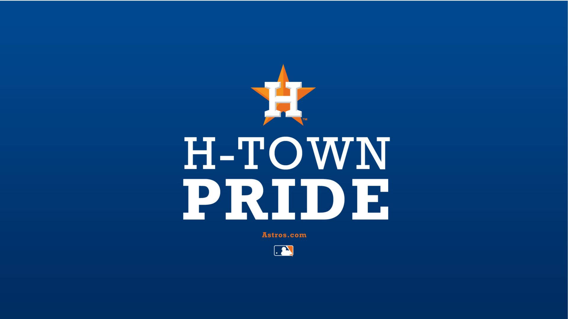 休士頓太空人隊「H-town Pride」海報 壁紙 — 深藍色漸變背景上，橙色星星（內有H）下方有粗體白色文字寫著 H-TOWN PRIDE。
