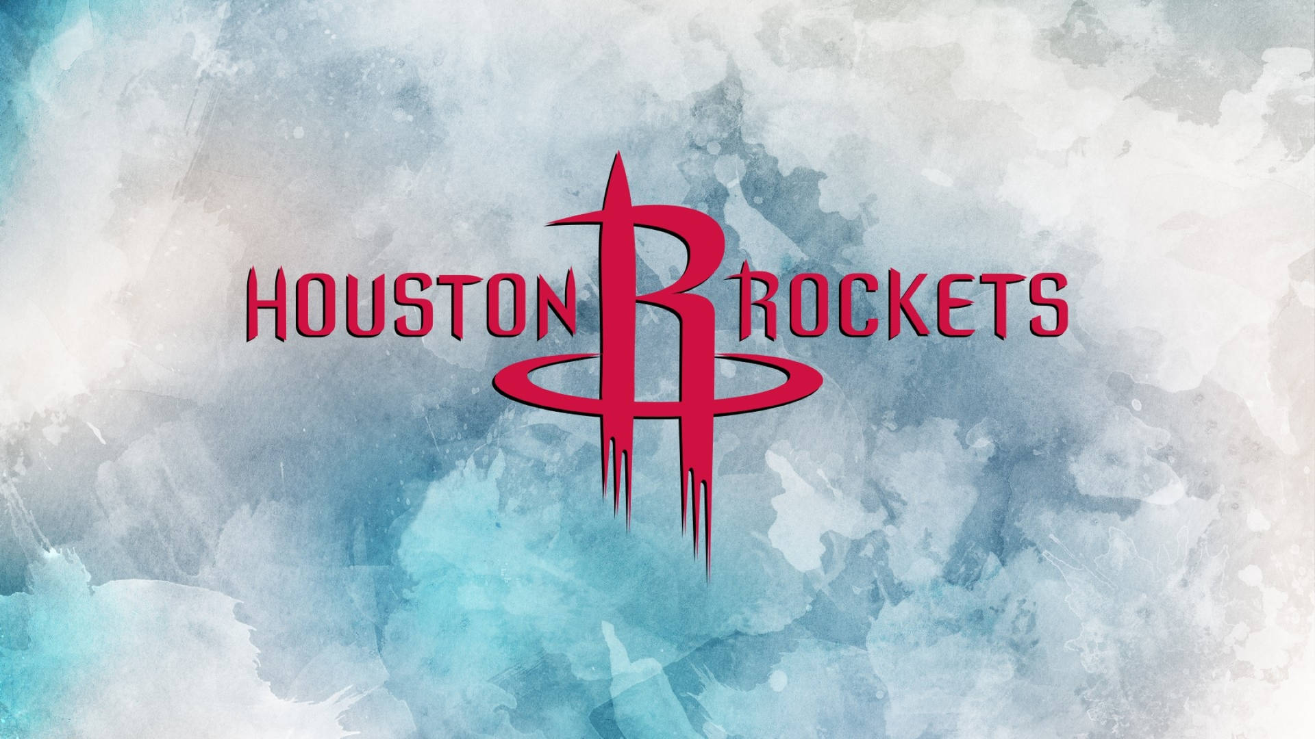 Houston Rockets 籃球隊標誌在水彩藍白色背景上