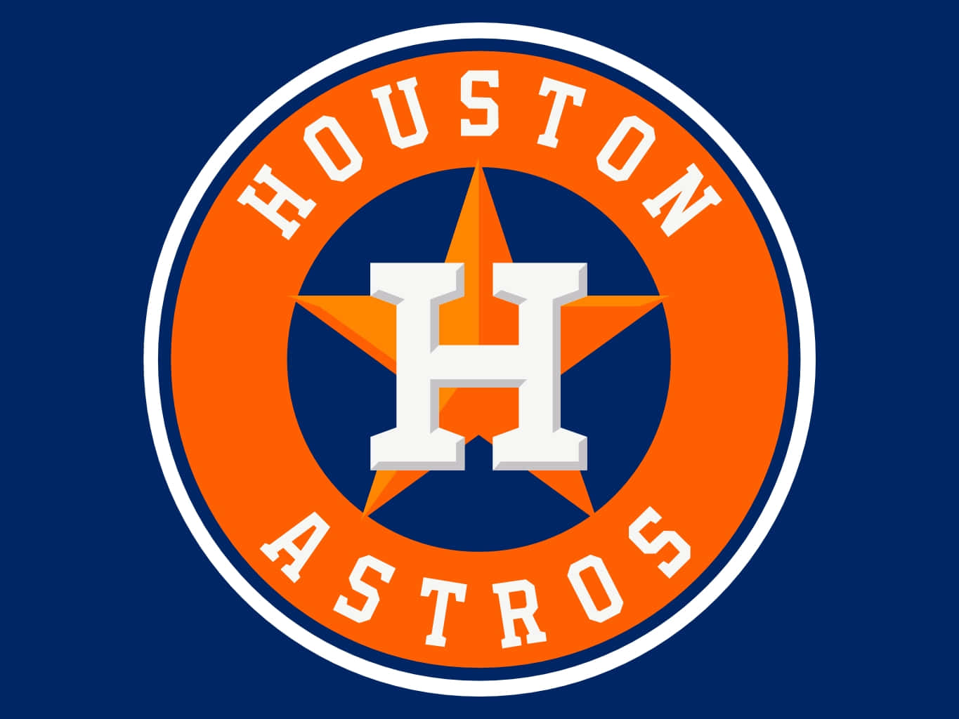 Astros 桌布 壁紙 — 休斯頓太空人棒球標誌，海軍藍背景上橙色星星上方有粗體白色H。