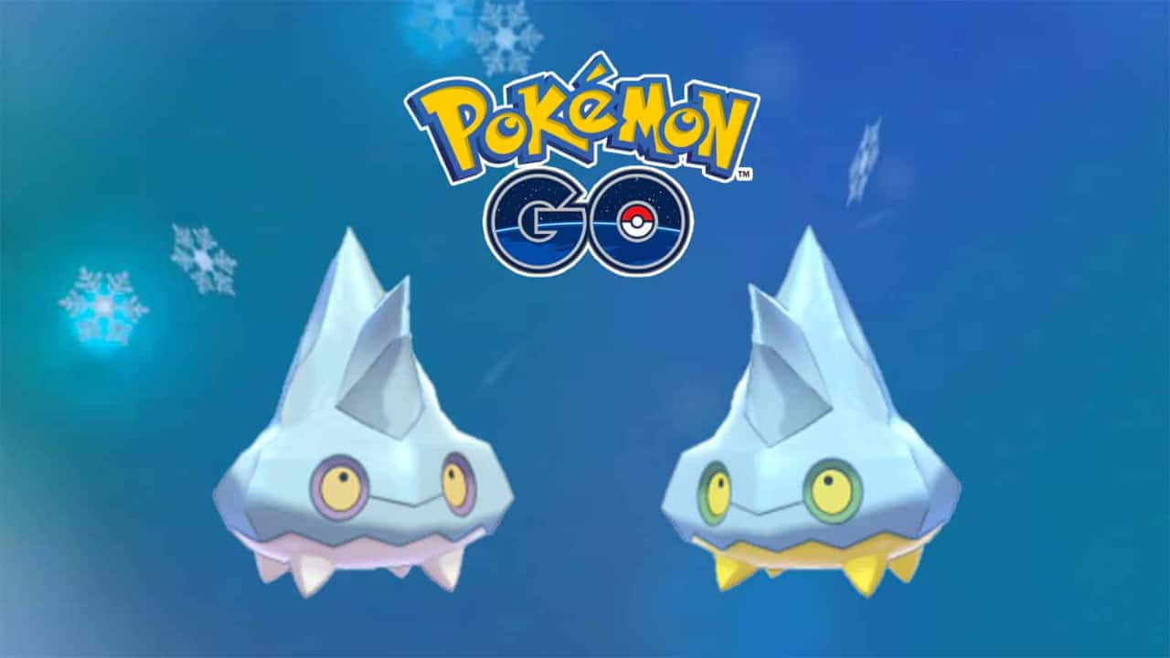兩隻冰屬性寶可夢在雪景藍色場景中漂浮，帶有Pokémon GO標誌。