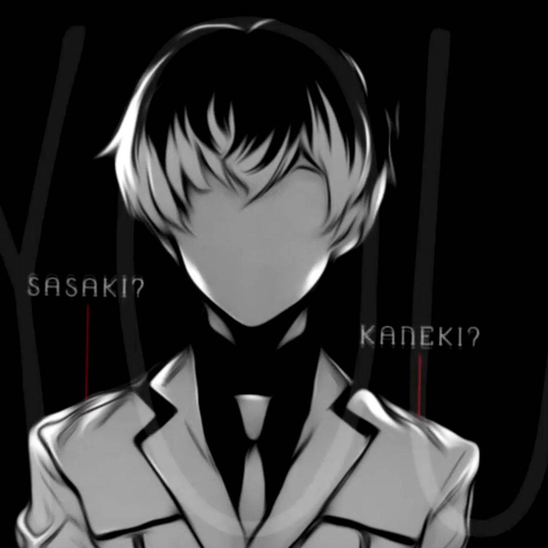 身穿西裝的動漫角色，面無表情，帶有文字問Sasaki和Kaneki