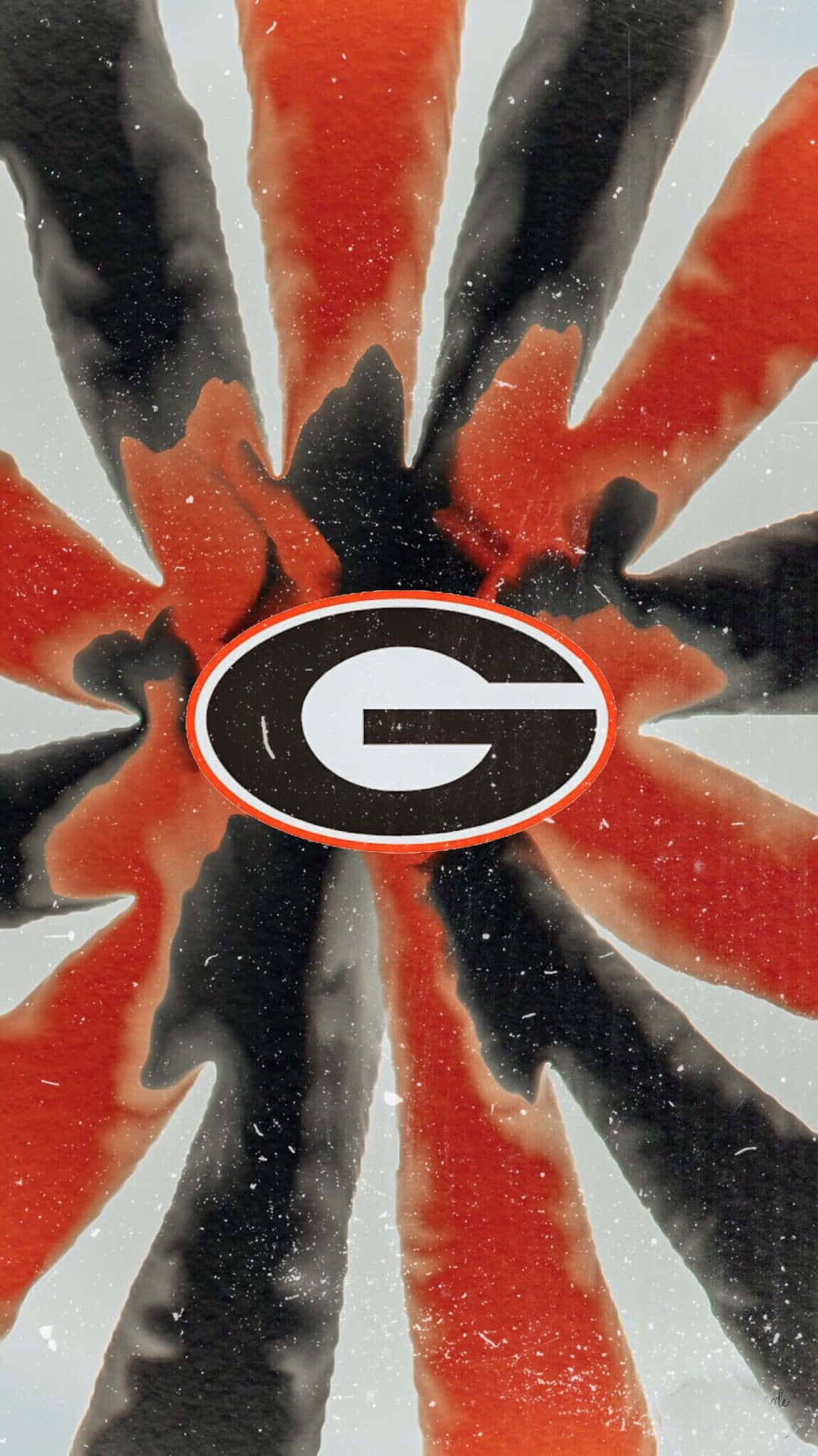 Georgia Bulldogs標誌，灰色背景上有紅色同黑色放射條紋