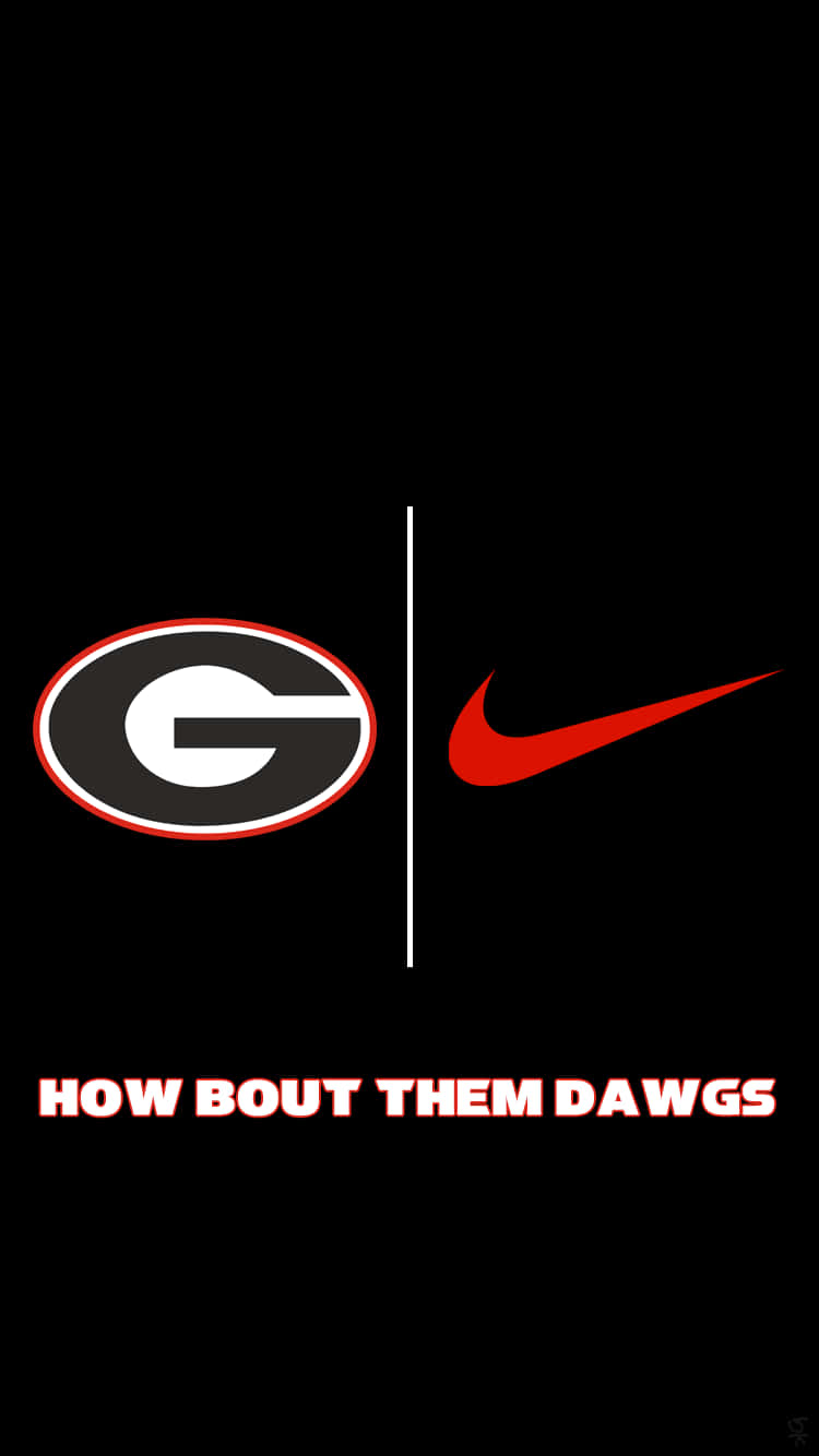 Georgia Bulldogs 和 Nike 標誌，以及 'HOW BOUT THEM DAWGS' 文字在黑色背景上。