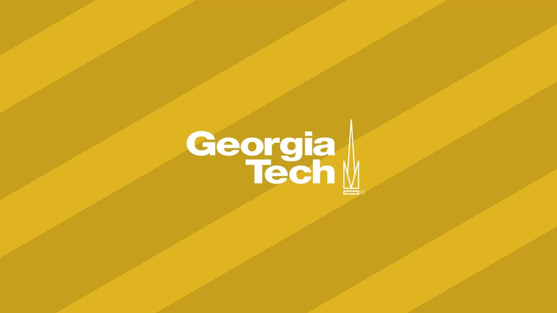 Georgia Tech 標誌在黃色斜紋上