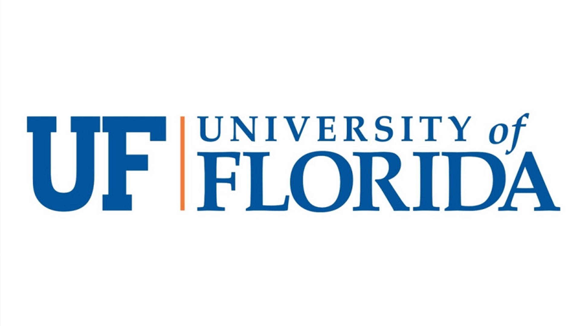 佛羅里達大學雙標誌設計 壁紙 — University of Florida 標誌，白色背景上有粗體藍色 UF 字母和橙色垂直條。