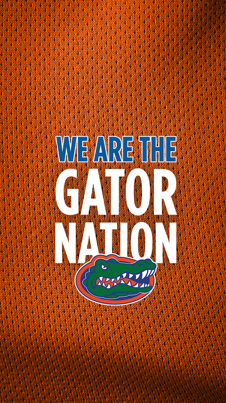 橙色網眼背景，帶有 'WE ARE THE GATOR NATION' 文字和鱷魚標誌。