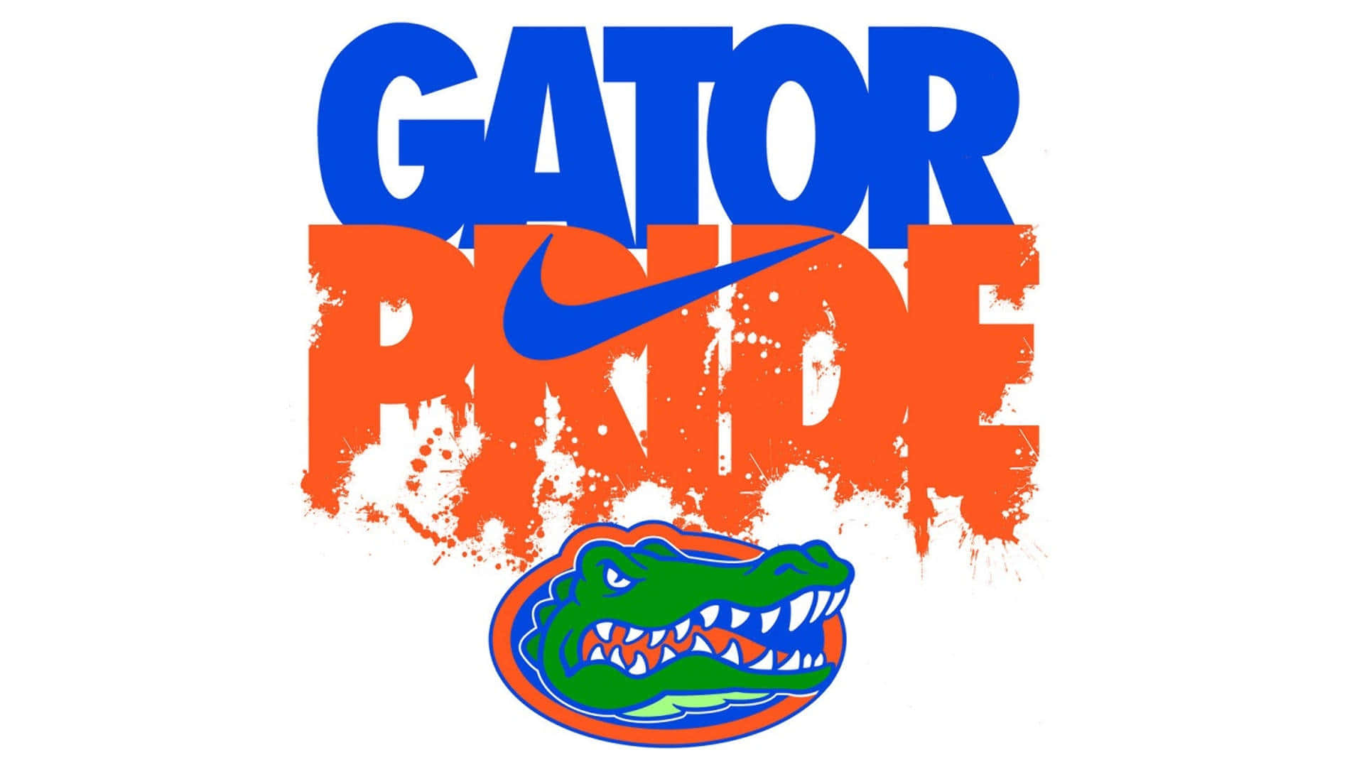 帶有 'GATOR PRIDE' 文字和 Nike 標誌的佛羅里達短吻鱷標誌。