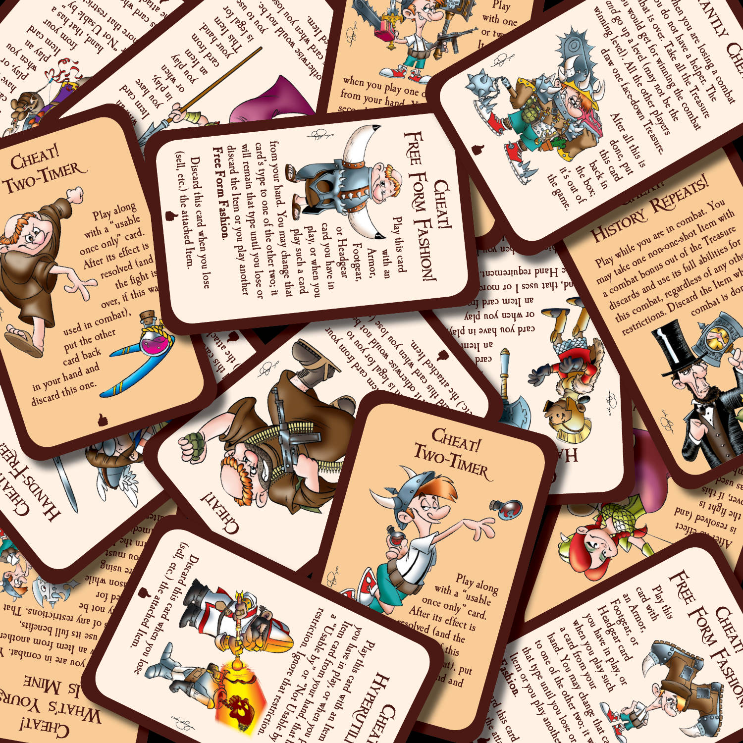 一堆插圖遊戲卡，有維京人和歷史人物。