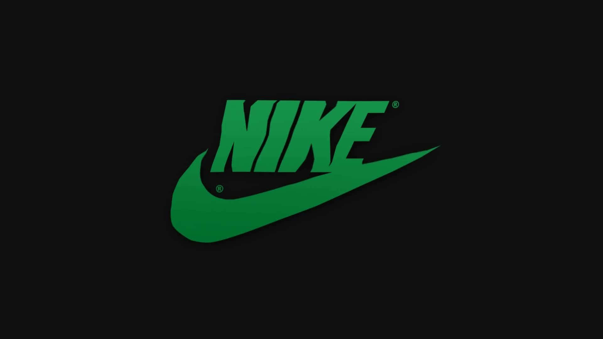 黑色背景上的綠色Nike標誌