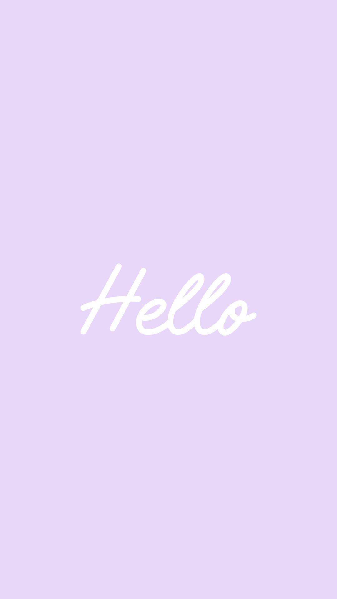 薰衣草背景，白色草書文字寫著hello