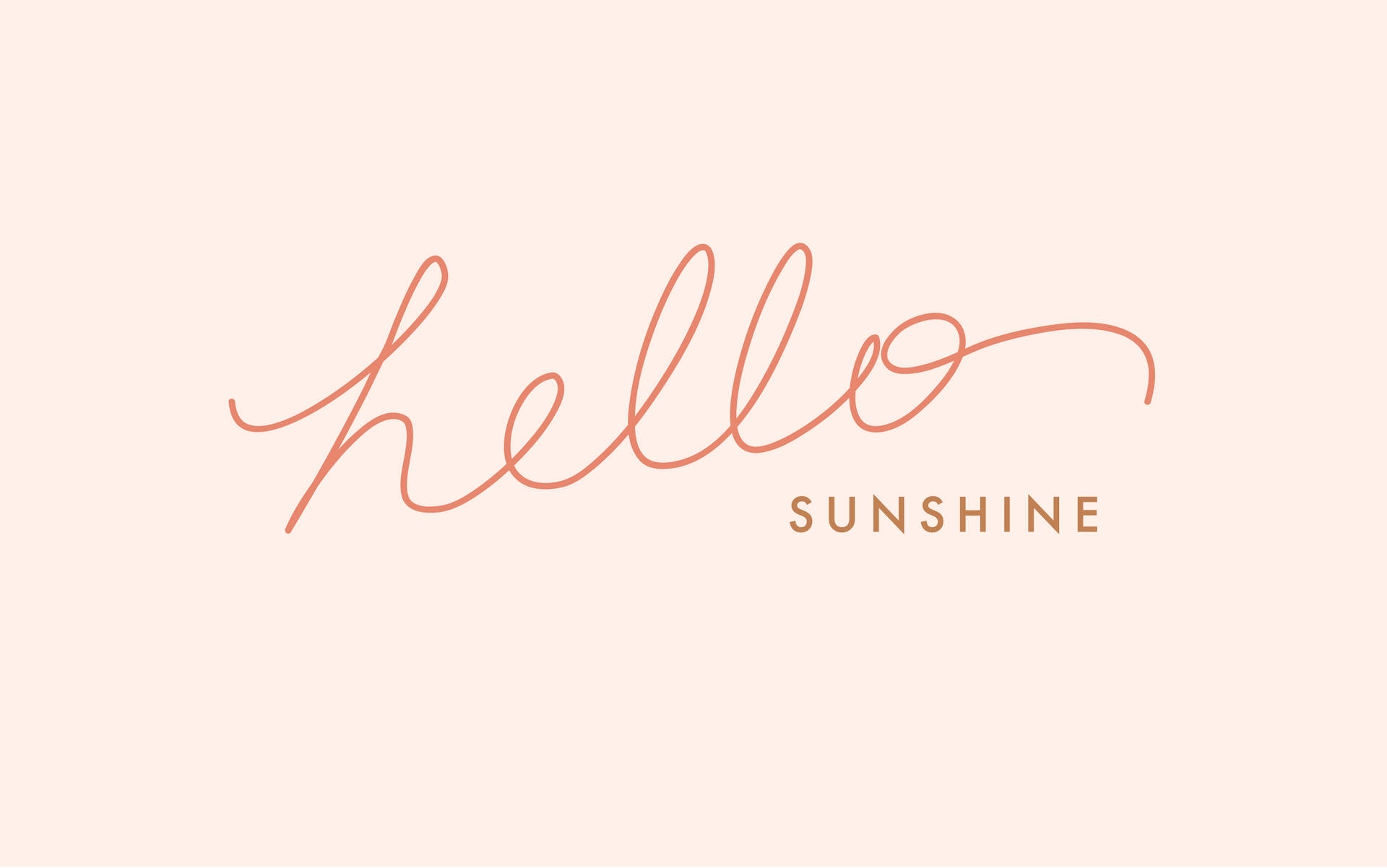 蜜桃色背景上以銅色手寫體顯示的hello sunshine文字