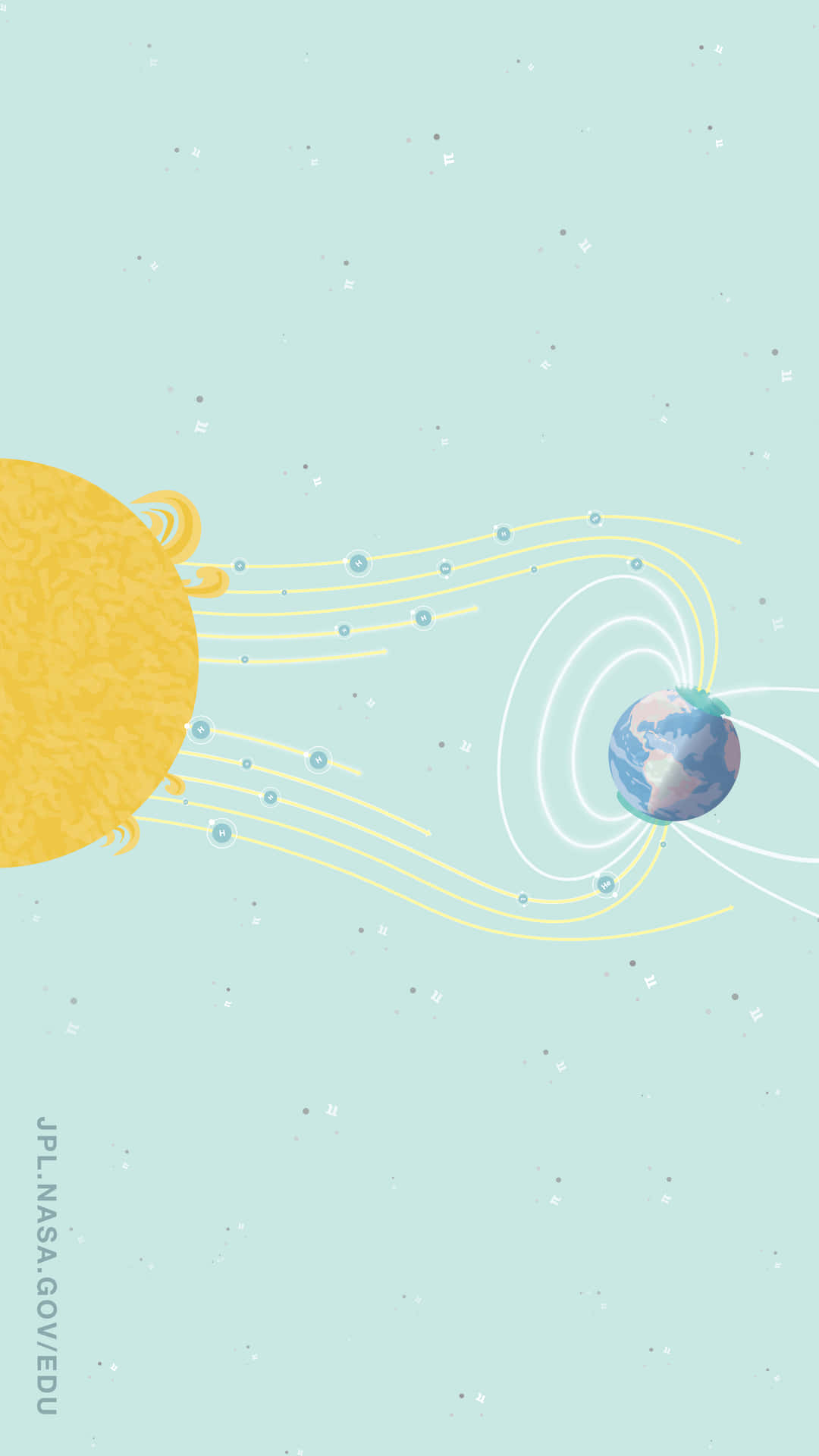 插圖顯示太陽風在太空中與地球磁場相互作用。