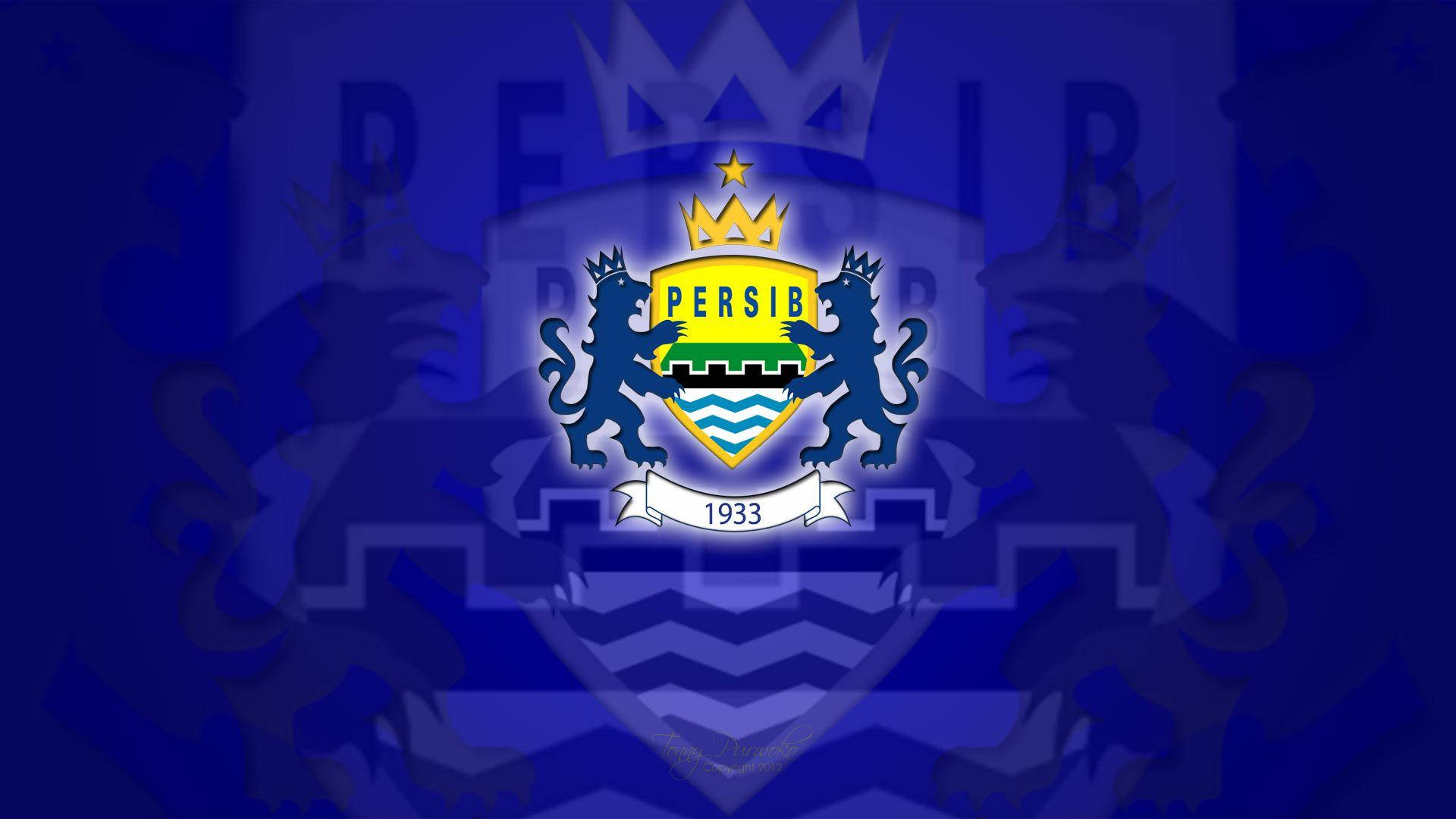 Persib Bandung足球會徽章，獅子和波浪，藍色背景
