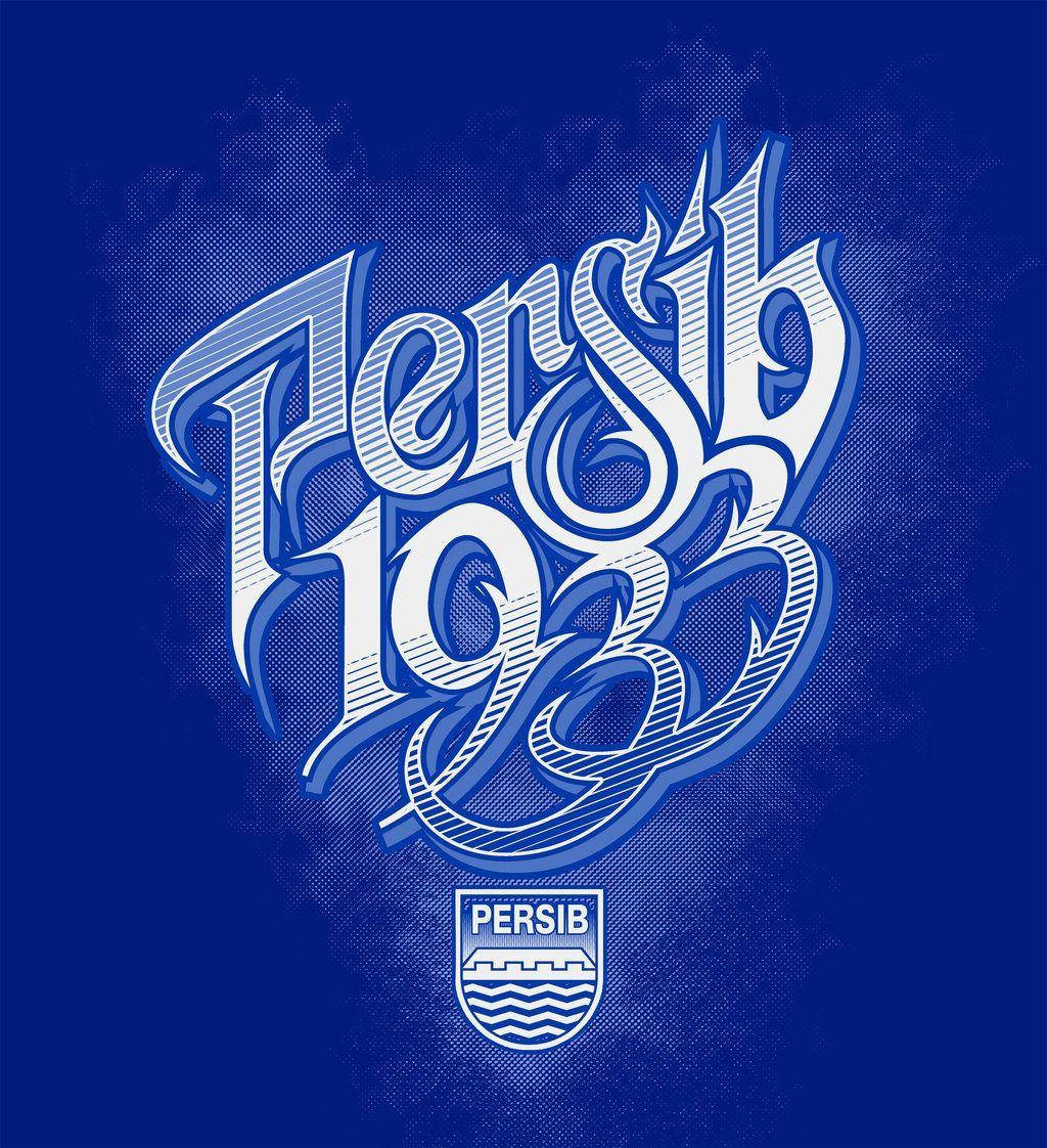 Persib 1933 風格標誌，帶有徽章，位於紋理藍色背景上