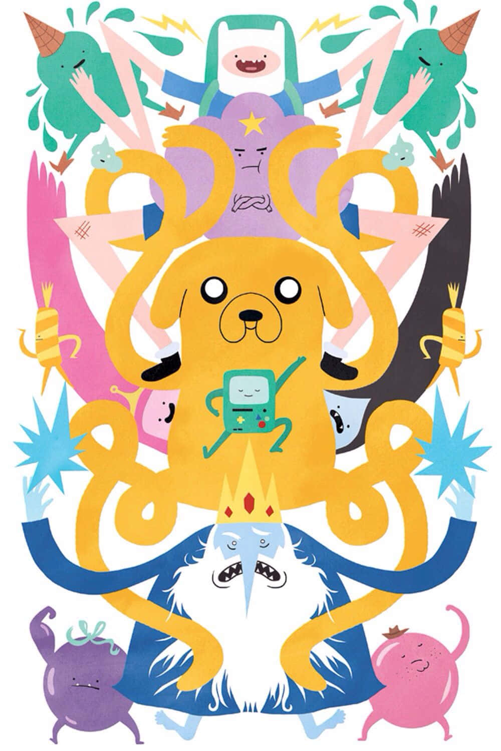 探險活寶角色包括阿寶狗和阿寶在色彩繽紛的插圖群組中。