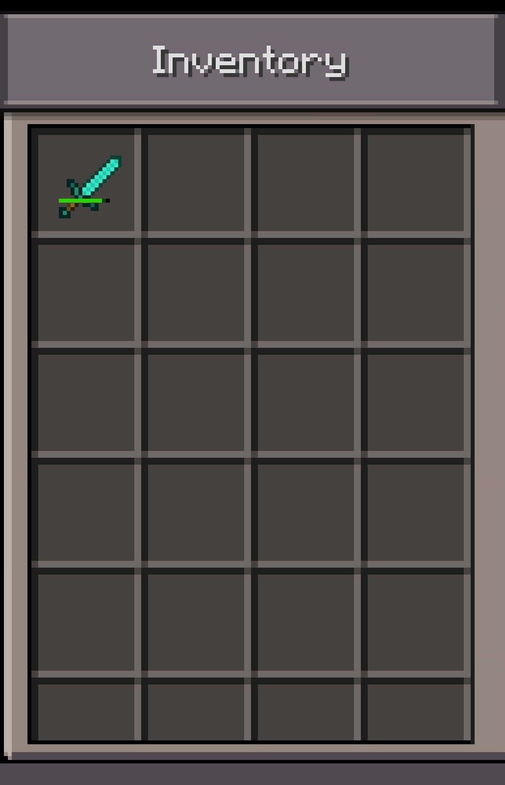 Minecraft物品欄畫面，左上角插槽中有一把鑽石劍。