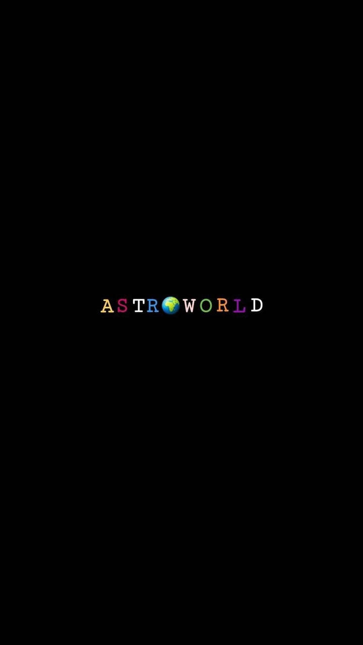 黑色背景上帶有地球儀圖標的彩色「ASTROWORLD」文字。