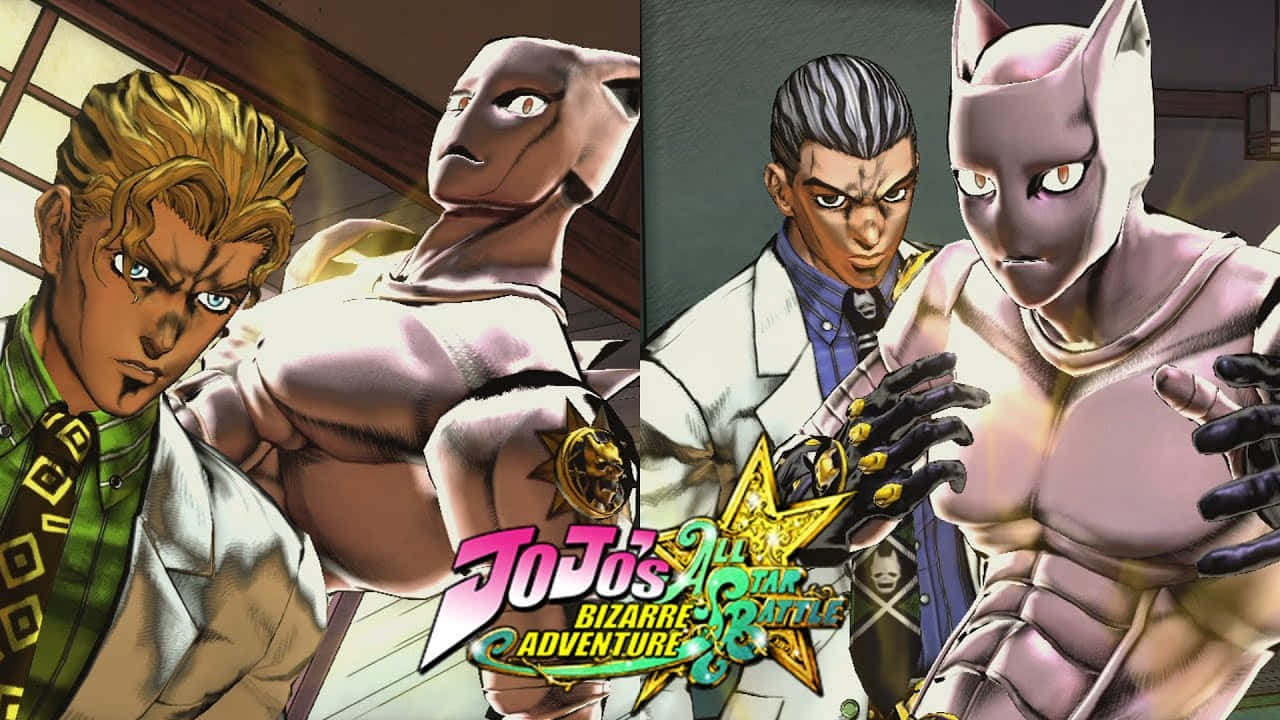 Kosaku Kawajiri 桌布 壁紙 — 來自《JoJo的奇妙冒險》的四個肌肉發達的動漫角色以動態姿勢站立，表情強烈。