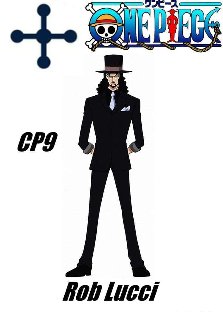 Rob Lucci 桌布 壁紙 — 來自《One Piece》的動畫角色羅布·路奇身穿黑色西裝，雙手插袋，站在白色背景前。