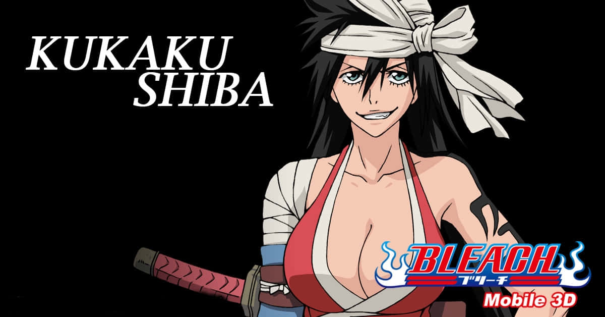 Kukaku Shiba 桌布 壁紙 — 來自《死神》的動漫角色志波空鶴在黑色背景前自信地微笑，身旁配劍。