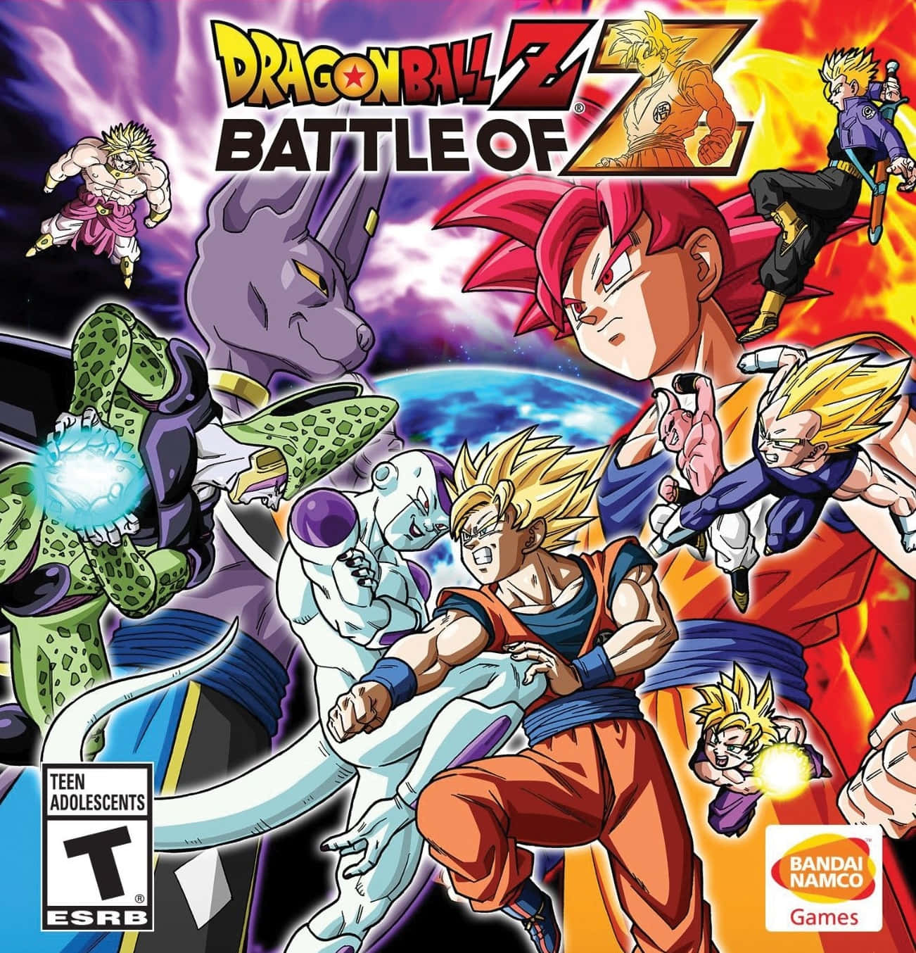 Dragon Ball Z Games 桌布 壁紙 — 來自《龍珠Z：Battle of Z》的動態動漫角色在熾熱的宇宙戰鬥中碰撞，伴隨著充滿活力的能量效果。