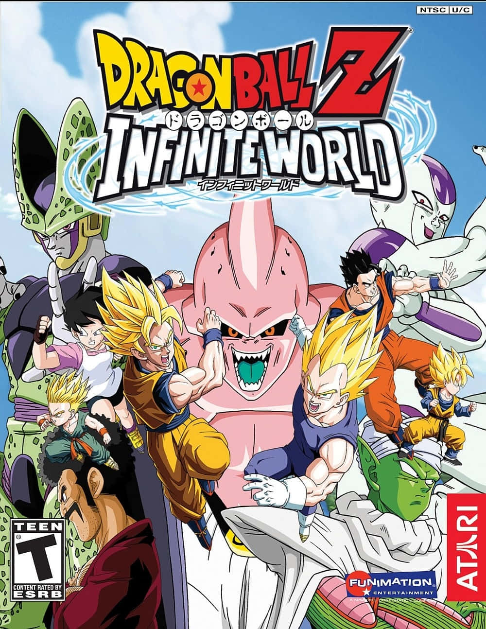 Dbz Video Games 桌布 壁紙 — 來自《龍珠Z 無限世界》的動態動漫角色在明亮的藍天下於充滿活力的動作場景中交鋒。