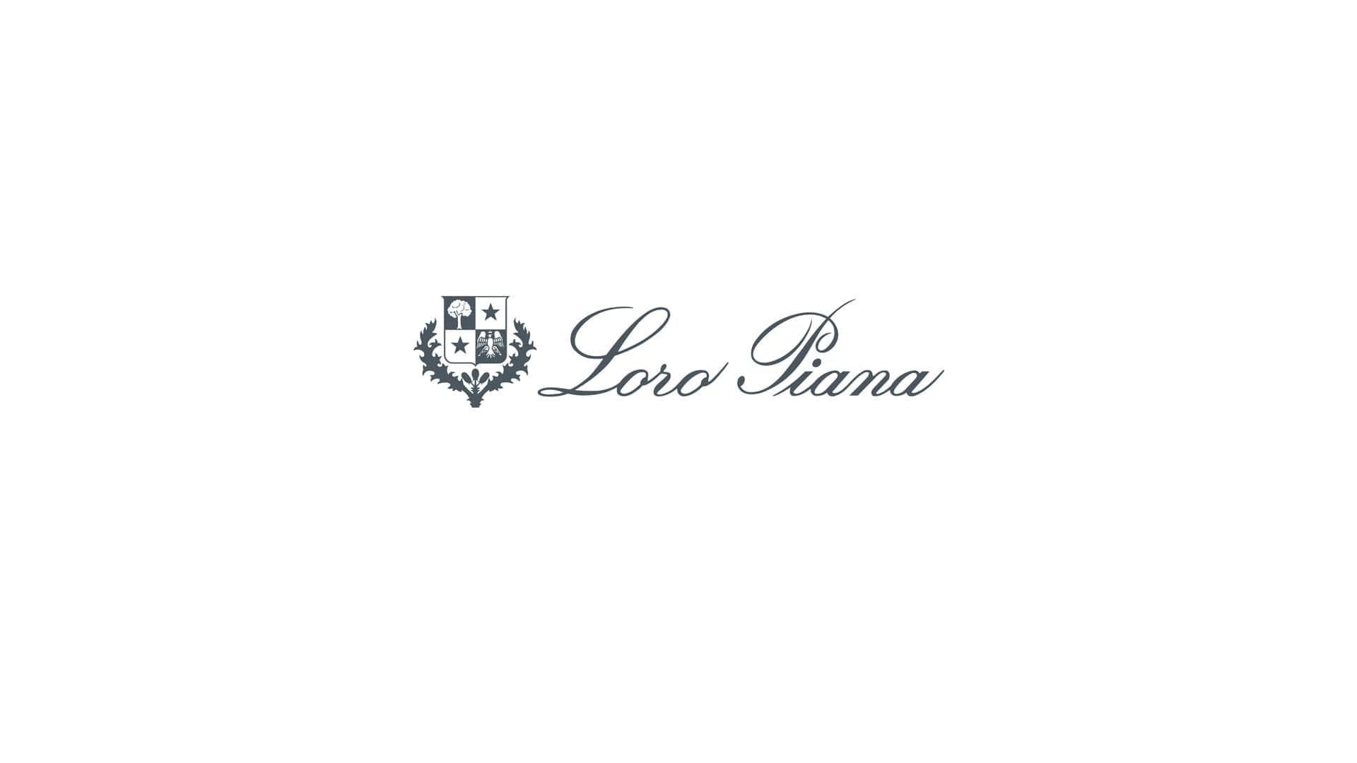 灰色 Loro Piana 奢華品牌標誌在白色背景上。