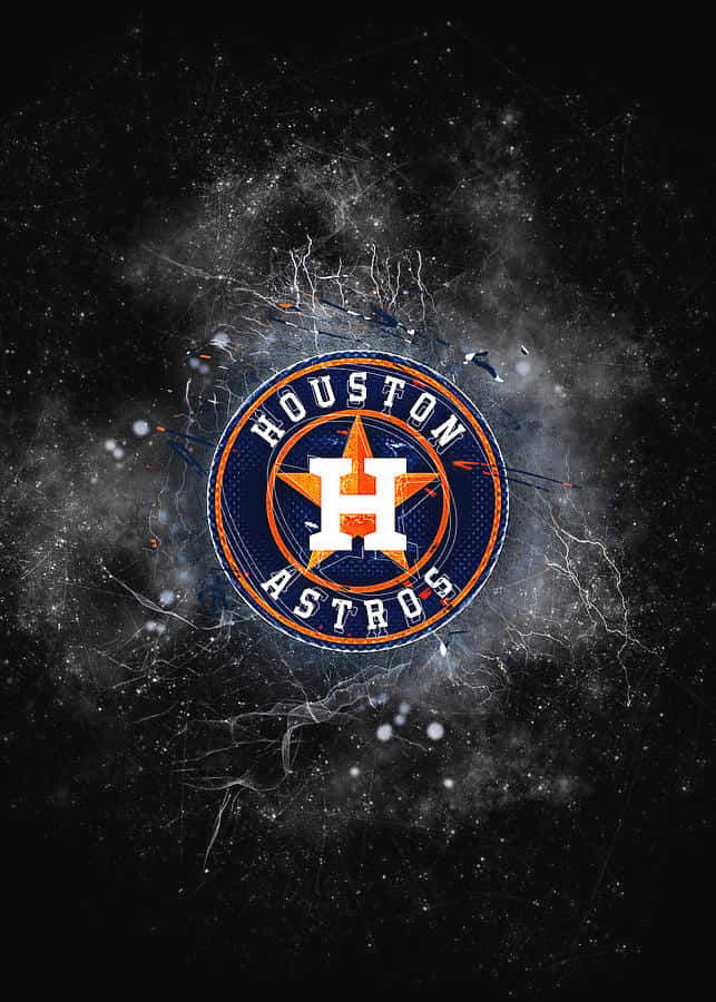 Astros 桌布 壁紙 — 侯斯頓太空人標誌在帶有白色閃電和星塵的宇宙黑色背景上迸發能量。