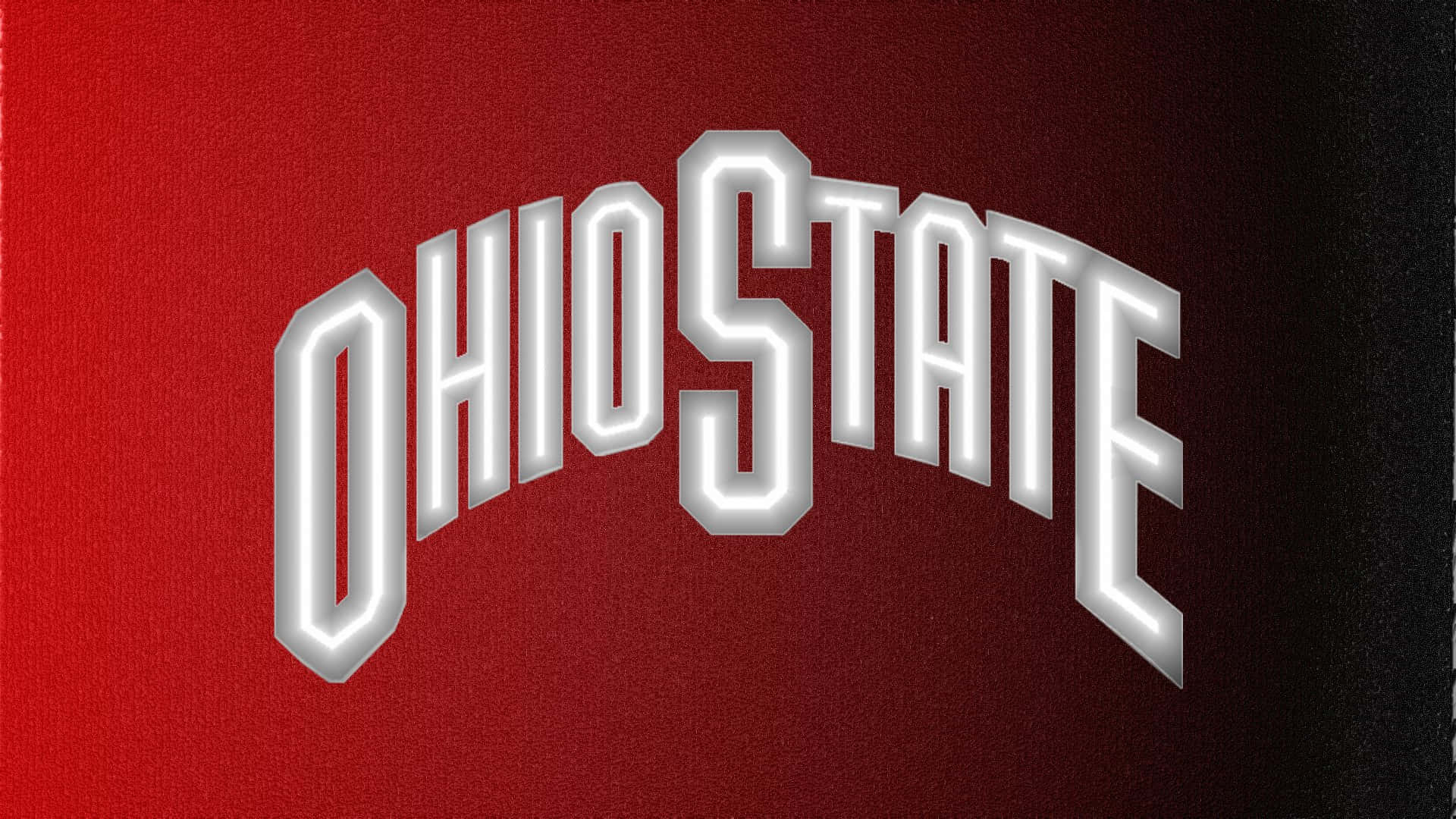 俄亥俄州立大學足球隊準備書寫新篇章 壁紙 — 粗體白色 'OHIO STATE' 文字在發光的拱形中，在帶紋理的紅到黑漸變背景上脫穎而出。