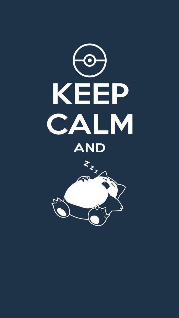 Snorlax 喺 'Keep Calm and' 文字同精靈球圖示下面瞓覺。