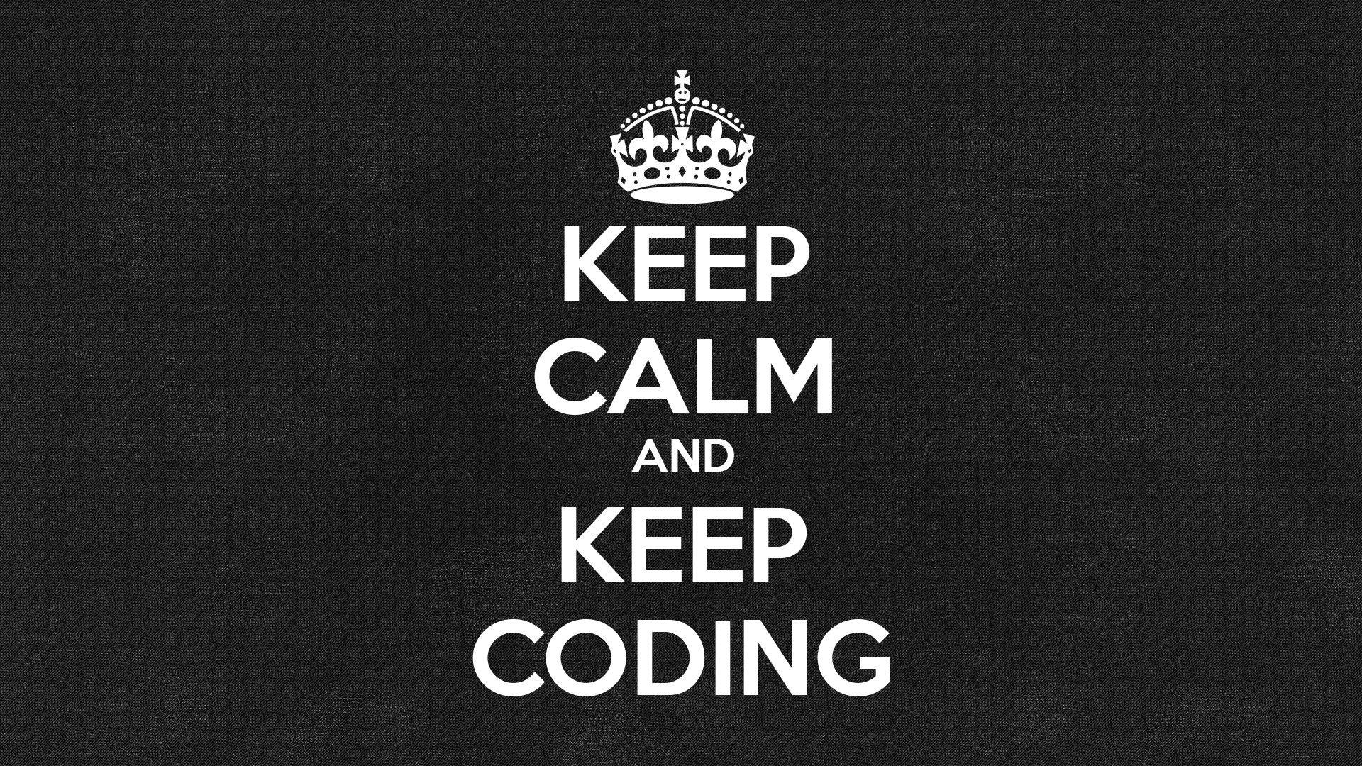 Keep calm and keep coding 黑色背景上的皇冠和勵志文字。