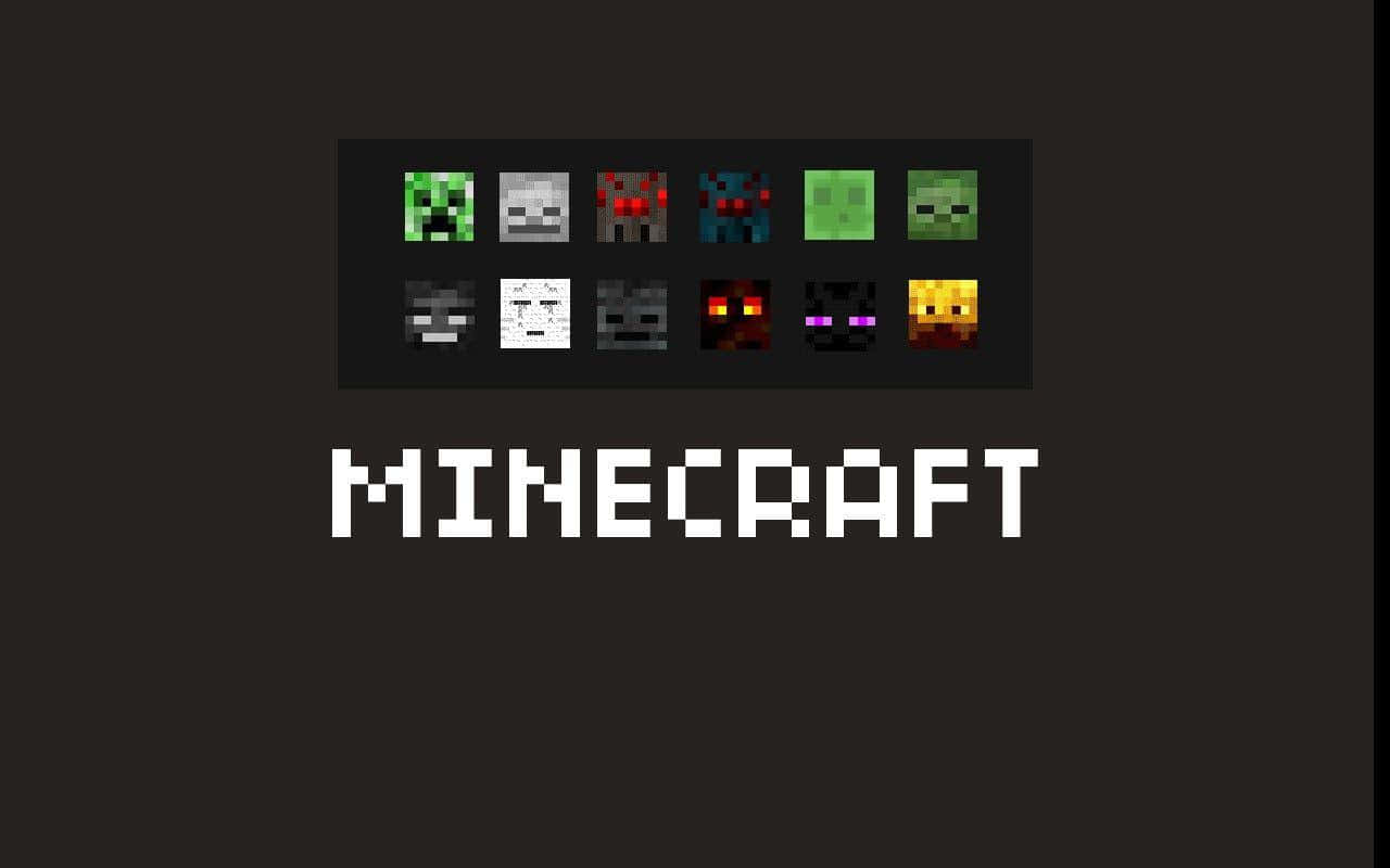 Minecraft遊戲標誌，上面有像素化的生物頭顱。