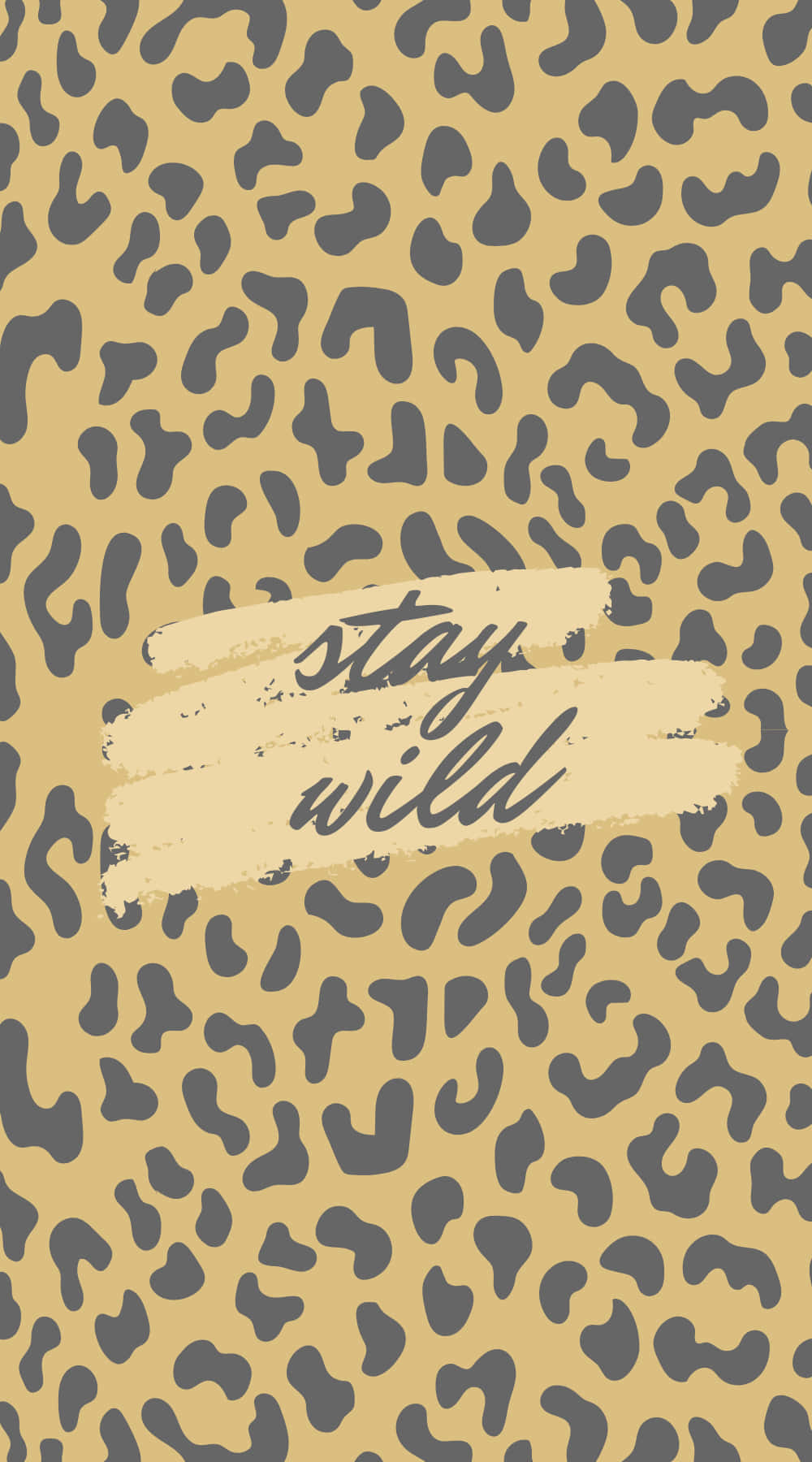 豹紋背景，橫幅上帶有紋理筆觸的文字 stay wild。