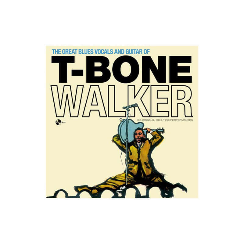 T-Bone Walker 在復古專輯封面上彈結他並對著咪高峰唱歌。