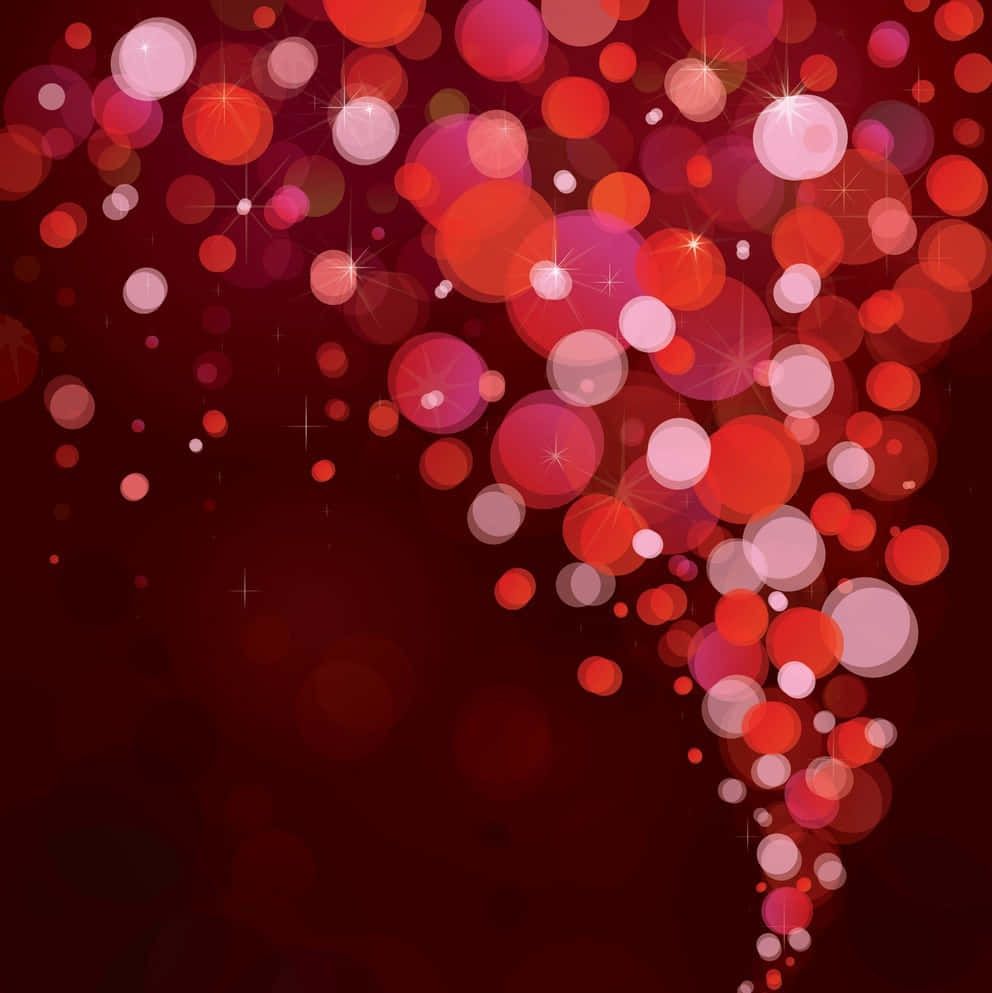 停步吧——前方紅燈 壁紙 — 發光的紅色、粉紅色和白色散景圓圈與星芒在深紅色背景上沿對角線流動。